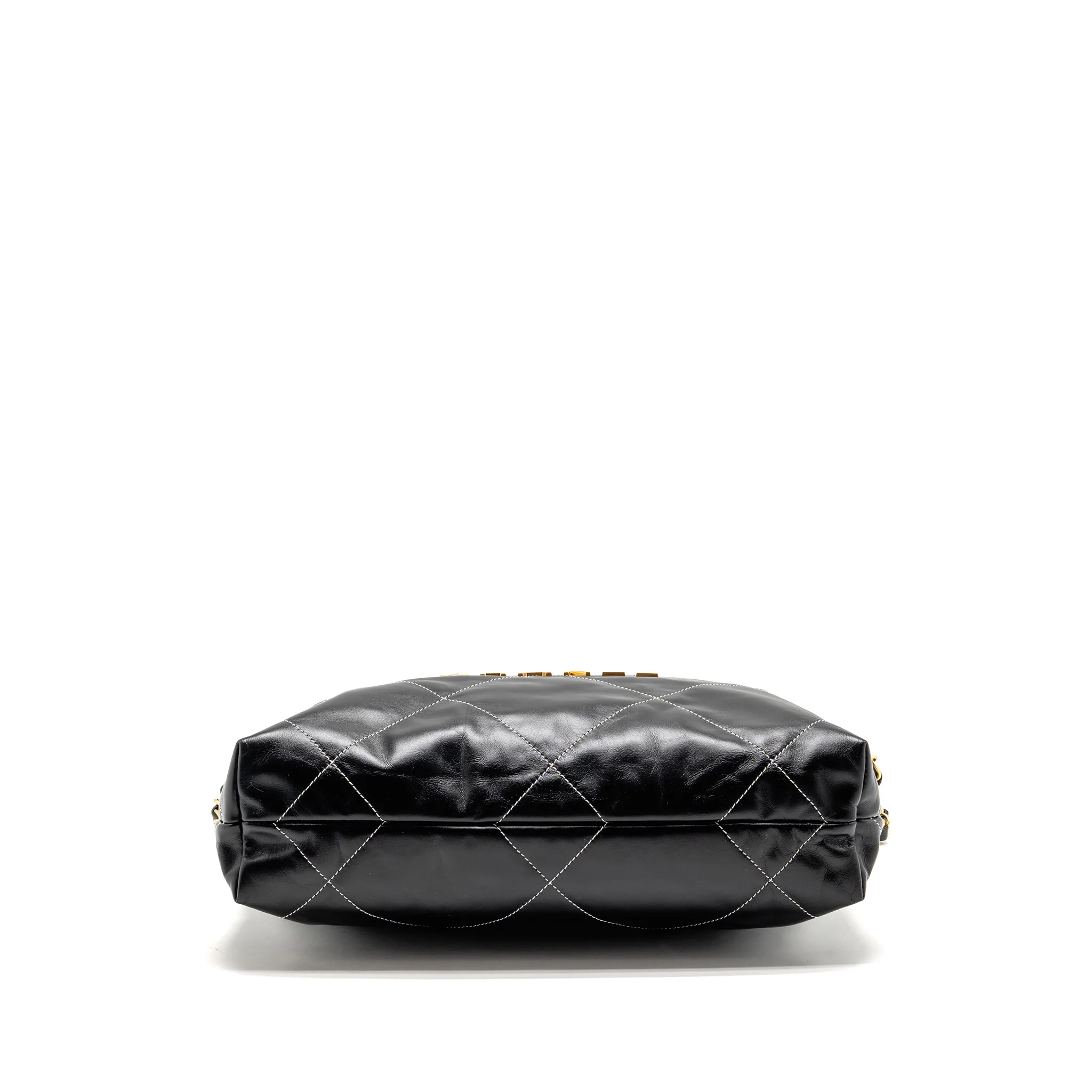 Chanel Small 22 Bag White STITCHING Shiny Calfskin Black GHW (Microchip) - Image 6