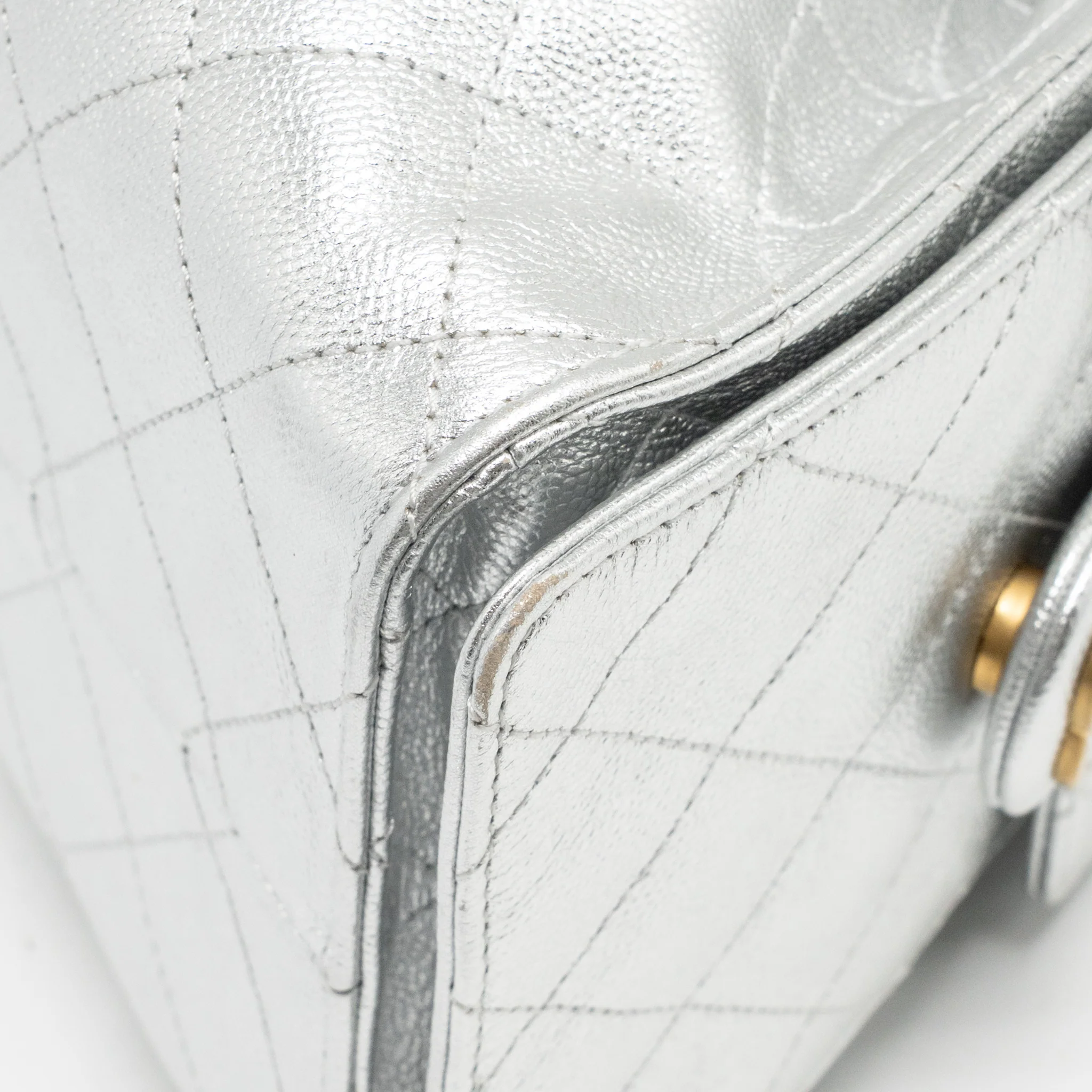 Chanel Small 25 bag caviar silver GHW (microchip) - Image 10