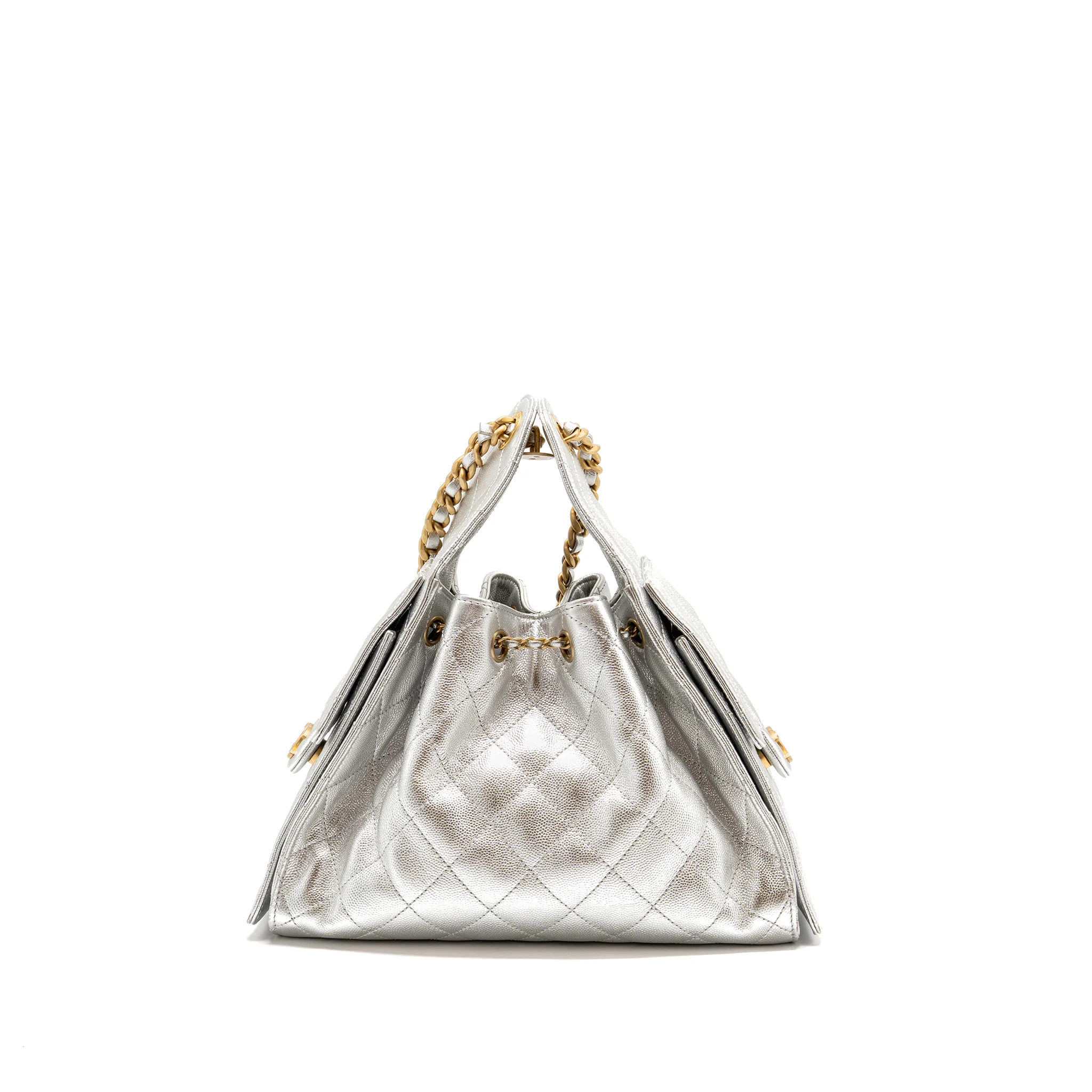 Chanel Small 25 bag caviar silver GHW (microchip) - Image 2