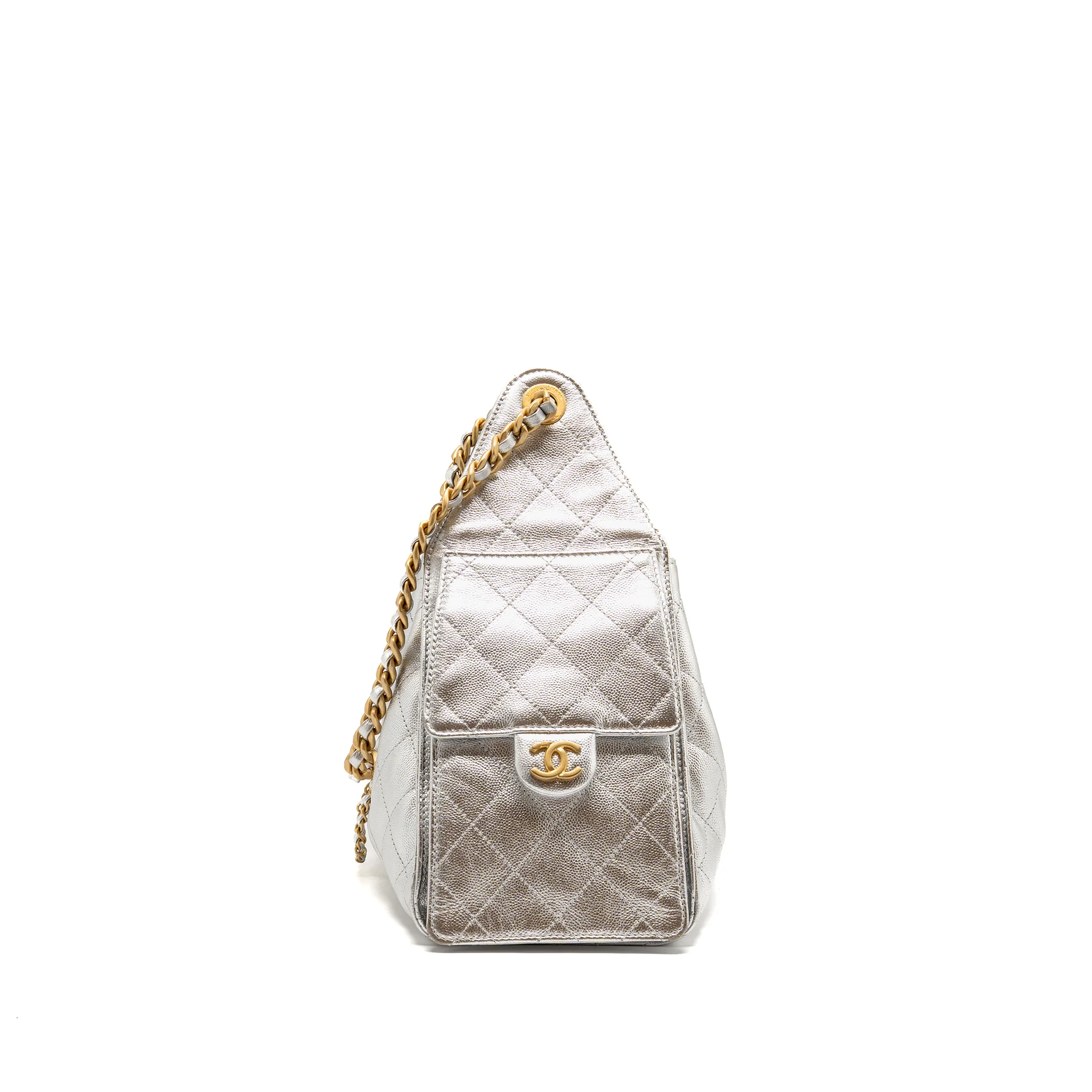 Chanel Small 25 bag caviar silver GHW (microchip) - Image 3