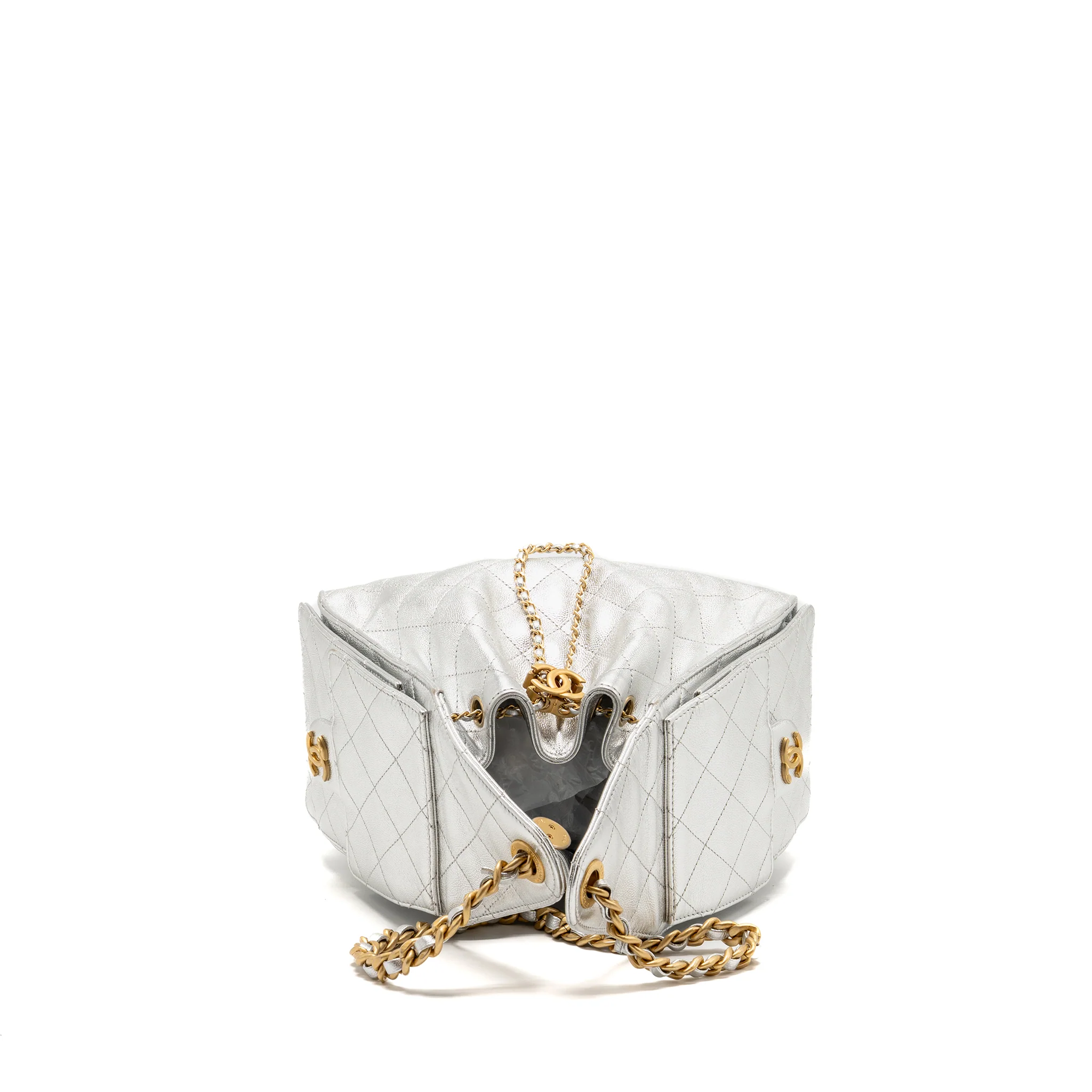Chanel Small 25 bag caviar silver GHW (microchip) - Image 5