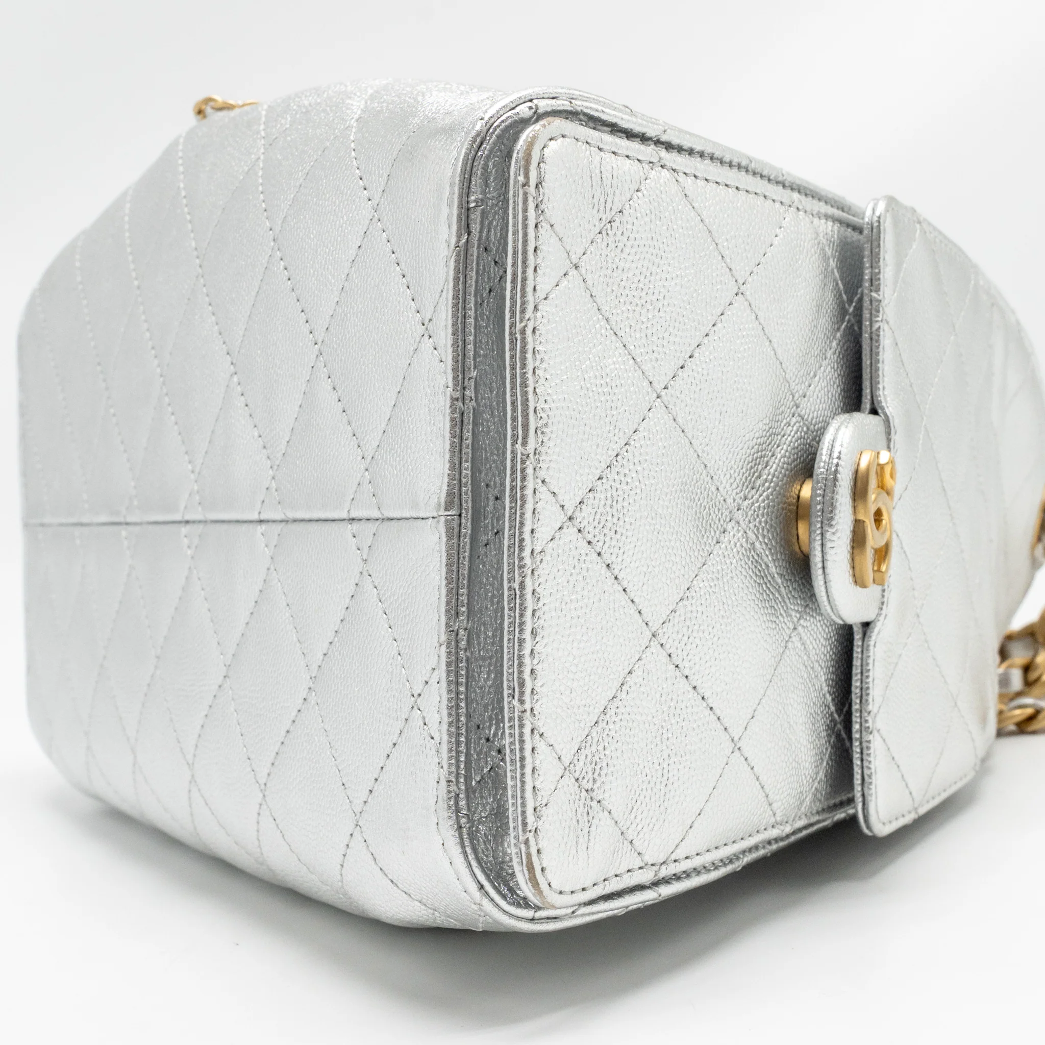 Chanel Small 25 bag caviar silver GHW (microchip) - Image 8