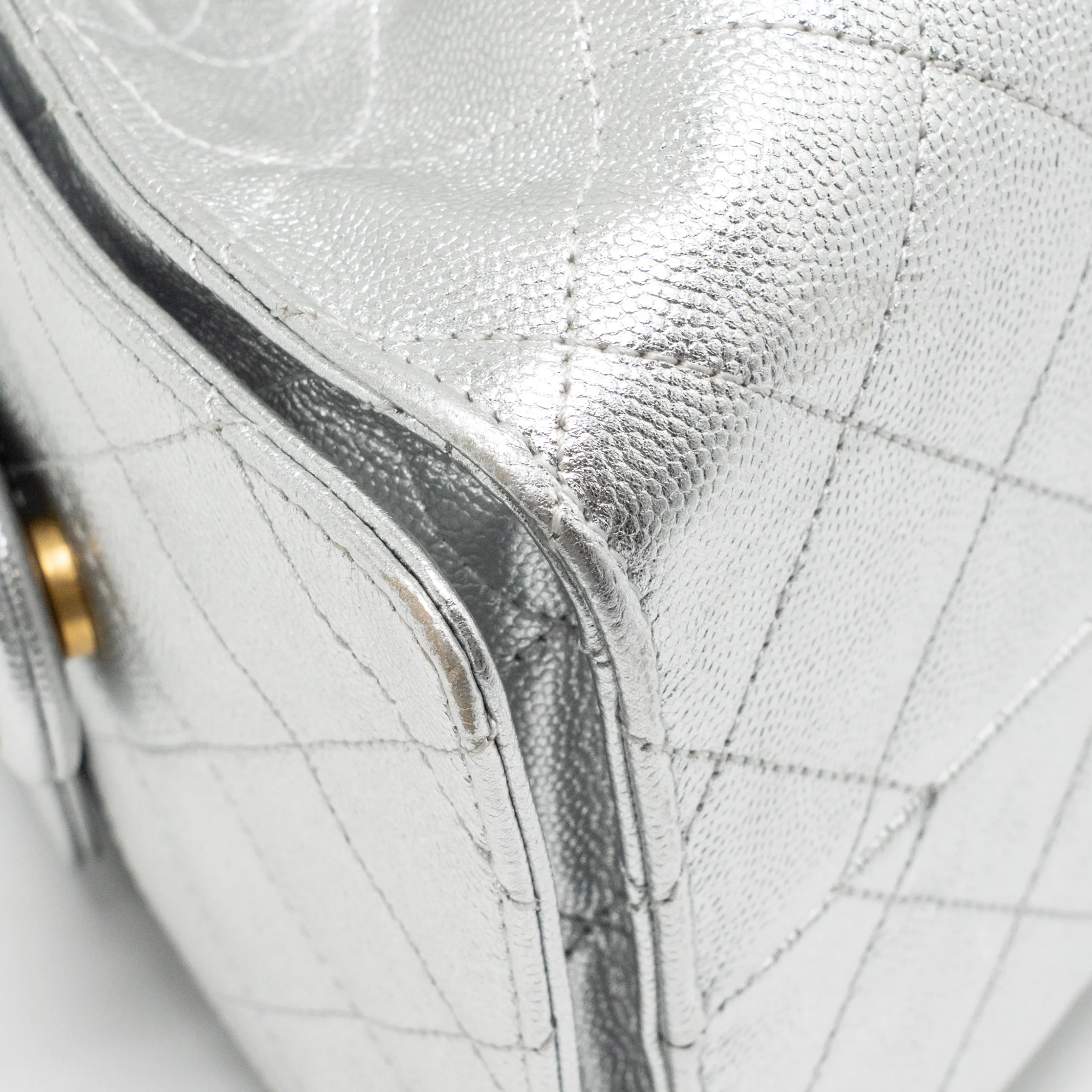 Chanel Small 25 bag caviar silver GHW (microchip) - Image 9