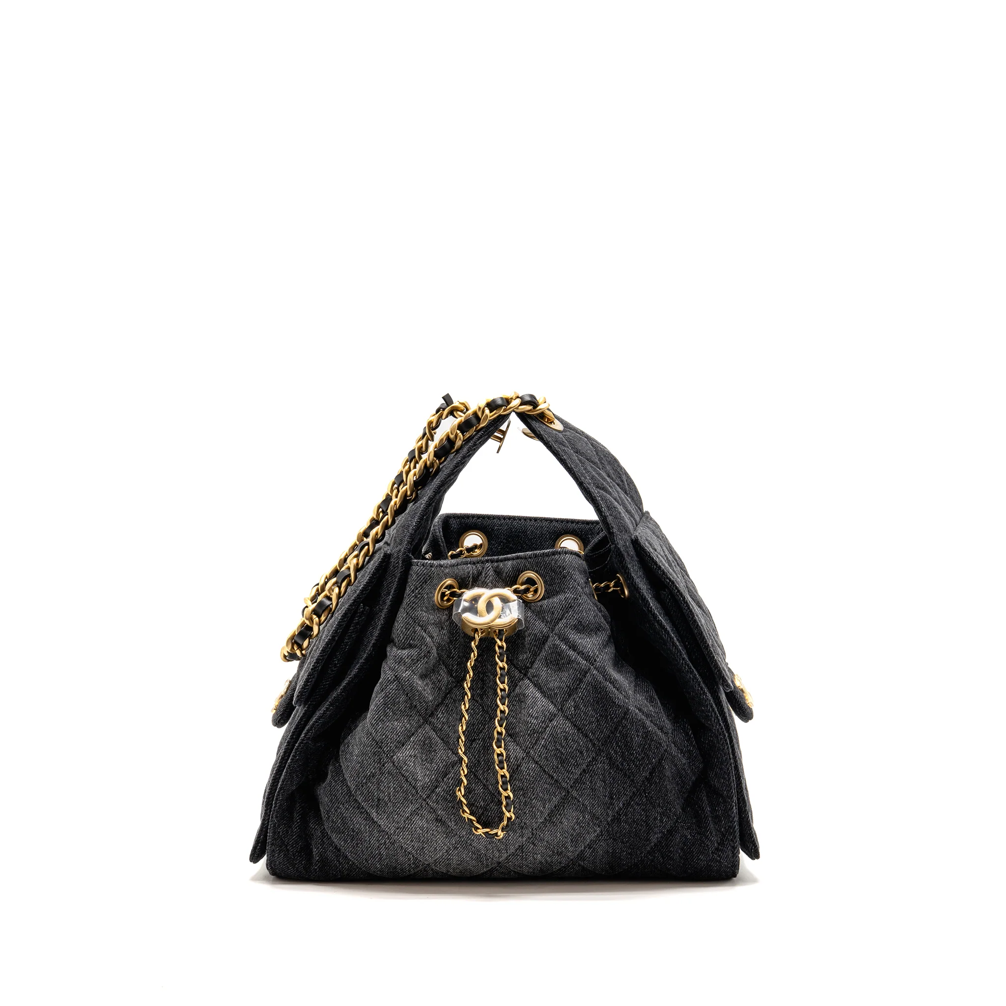 Chanel Small 25 Bag Washed Denim Black GHW (Microchip)