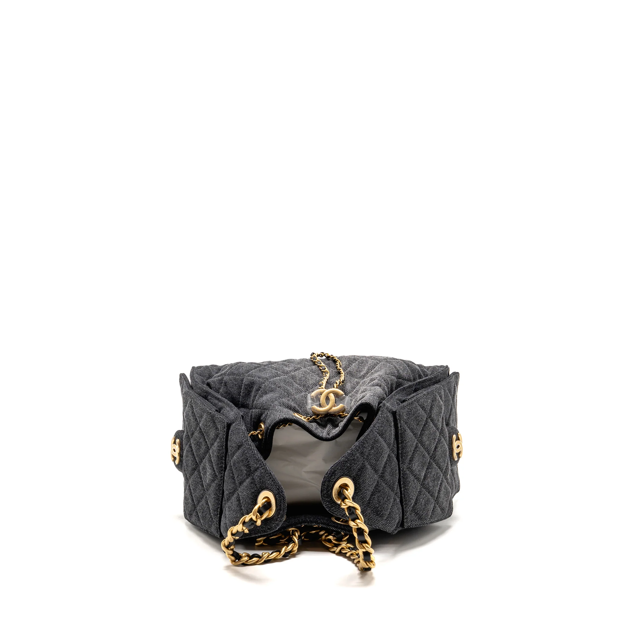 Chanel Small 25 Bag Washed Denim Black GHW (Microchip) - Image 5