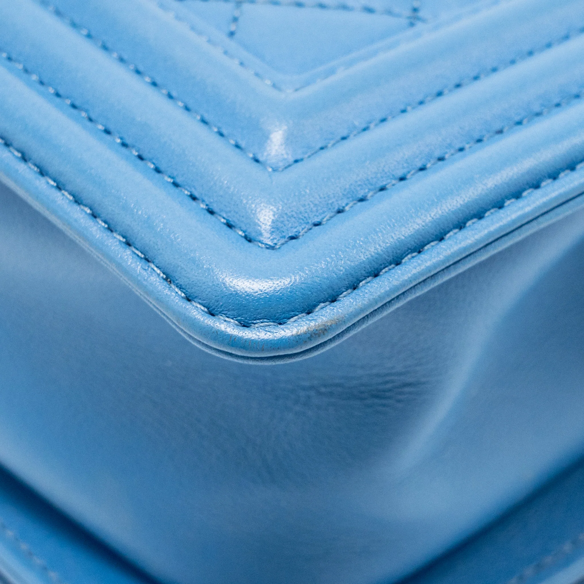 Chanel Small Boy Bag Calfskin Blue SHW - Image 10