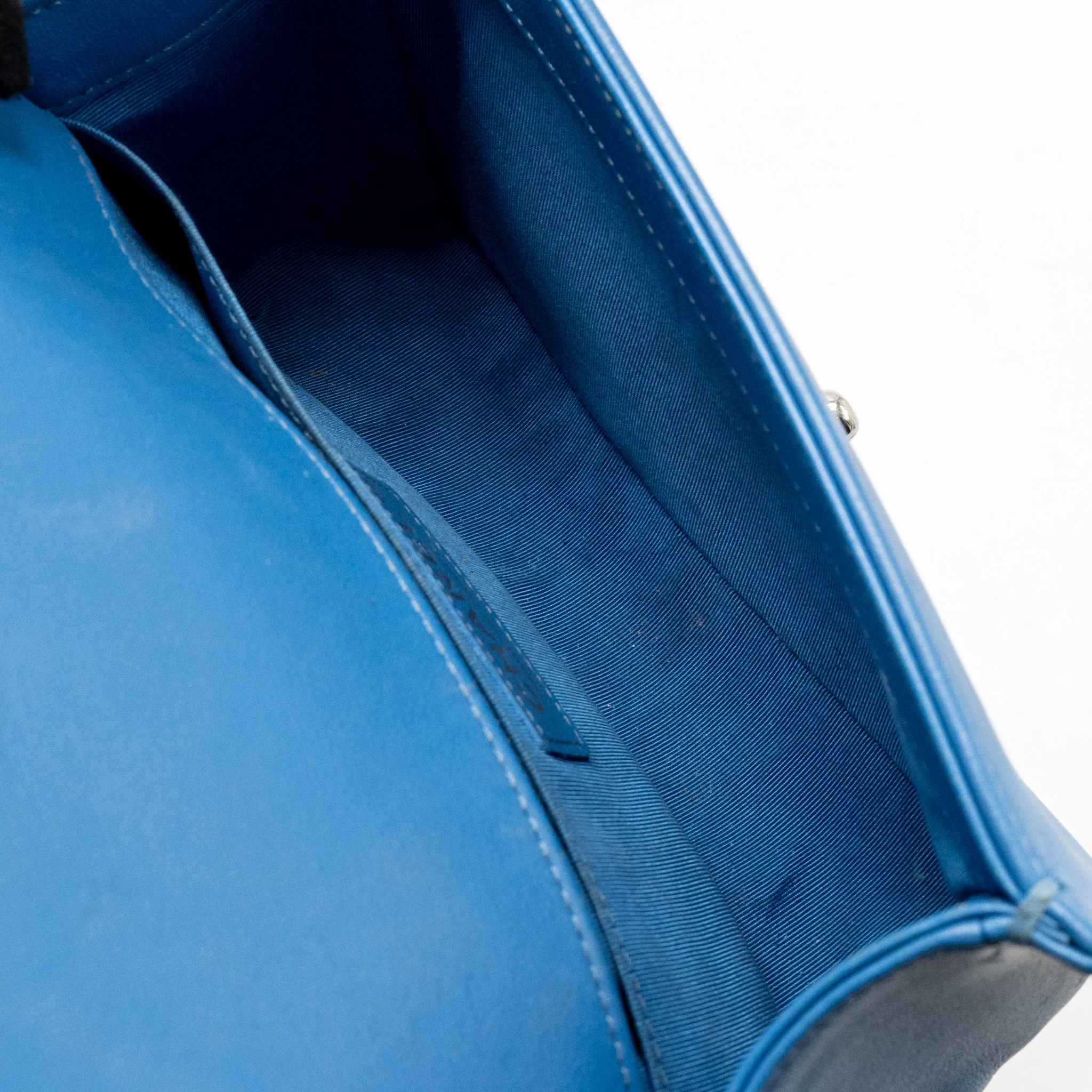 Chanel Small Boy Bag Calfskin Blue SHW - Image 16