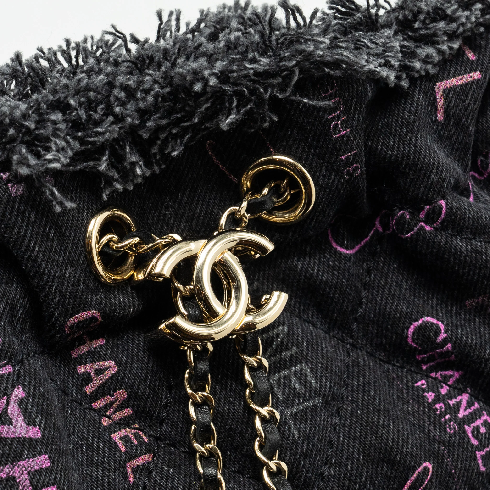 Chanel Small Bucket Bag Denim Black LGHW (Microchip) - Image 12
