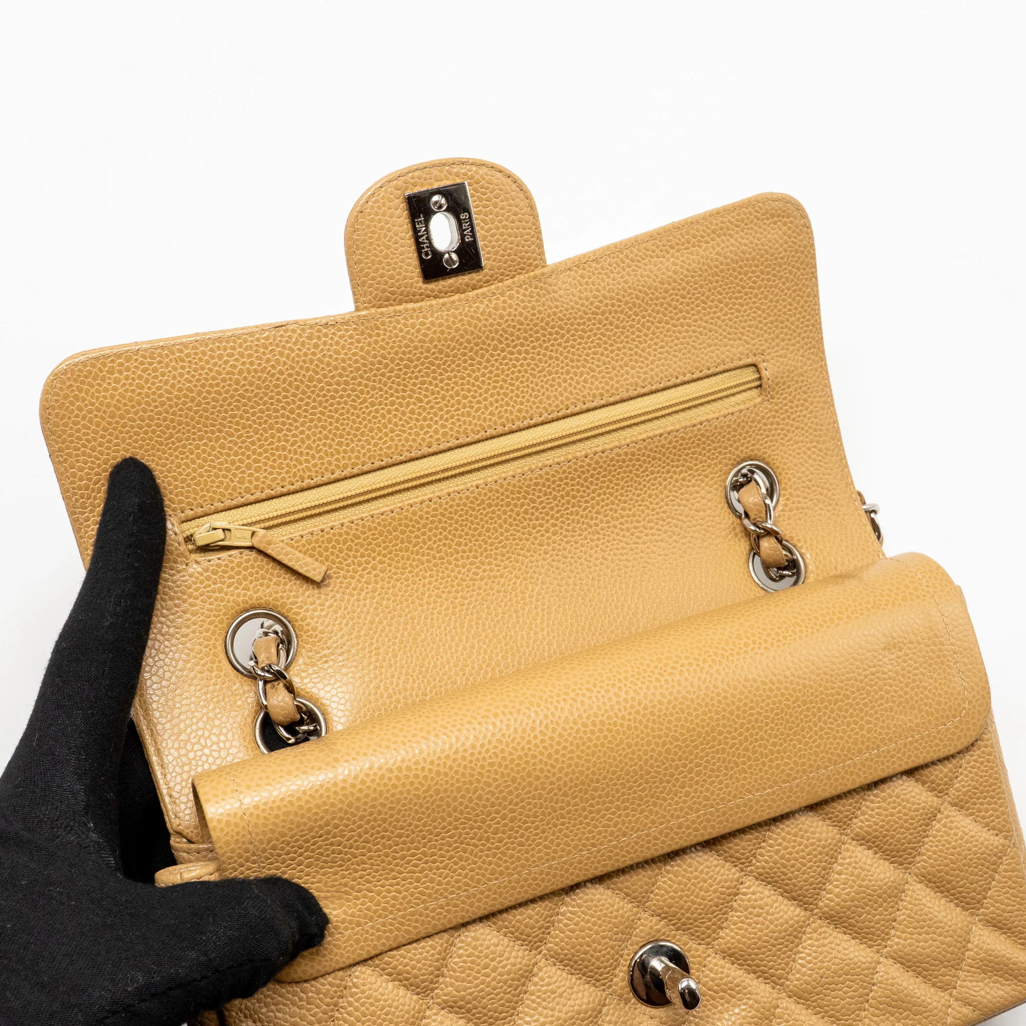Chanel Small Classic Double Flap Bag Caviar Beige SHW - Image 13