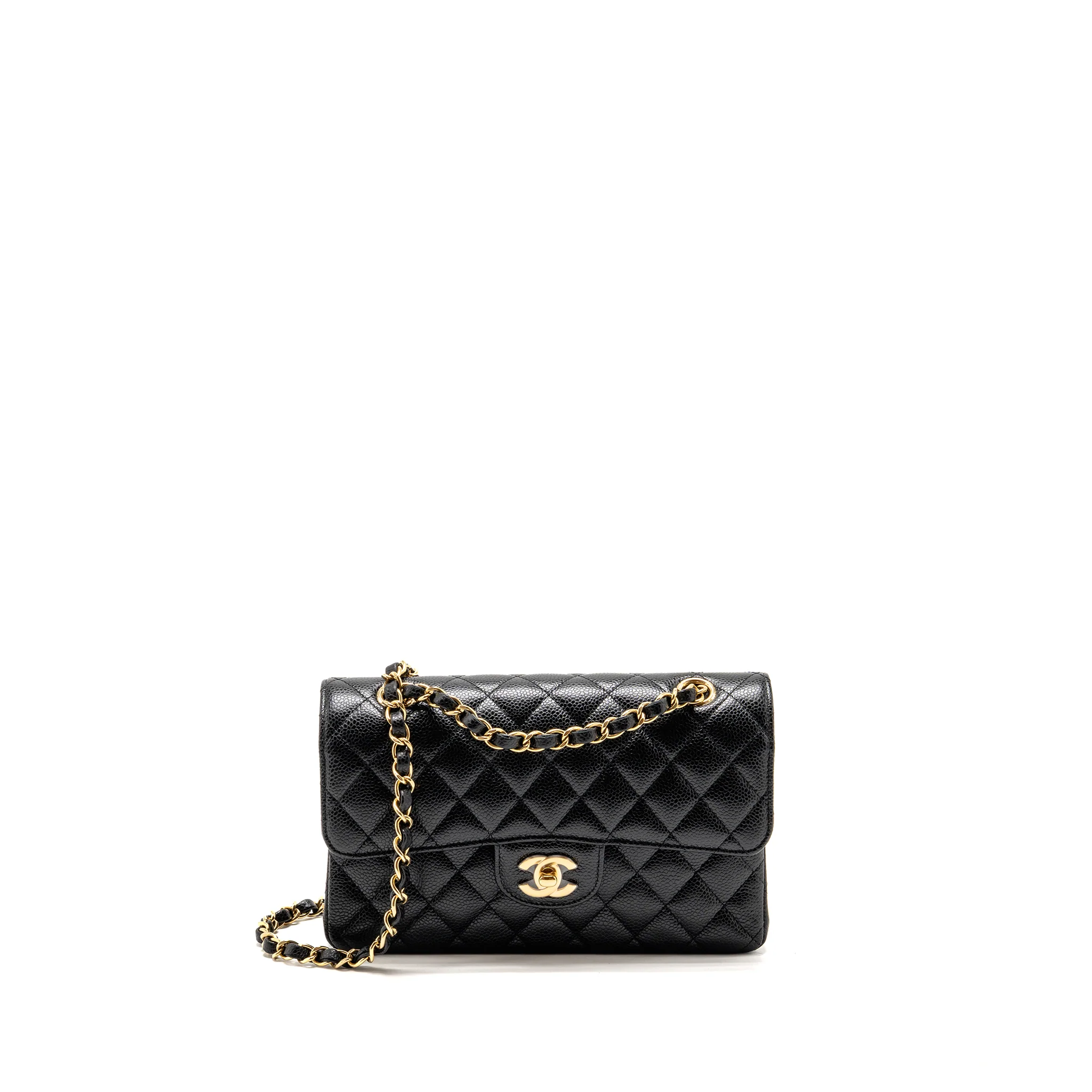 Chanel Small Classic double flap bag caviar black GHW (microchip)