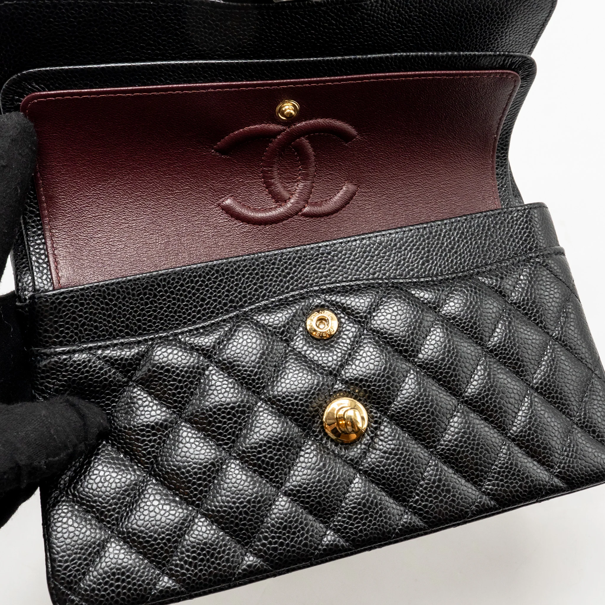 Chanel Small Classic double flap bag caviar black GHW (microchip) - Image 14