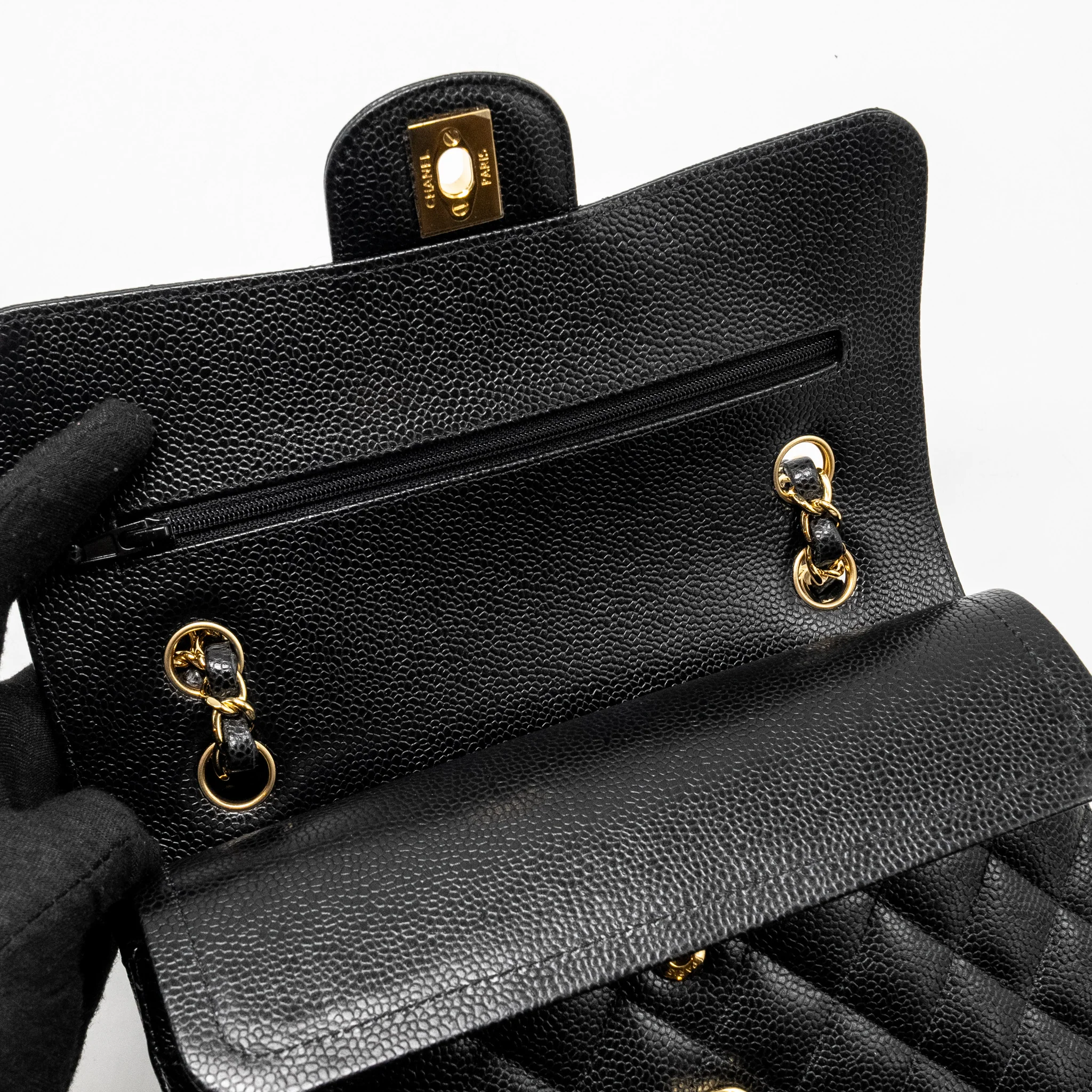 Chanel Small Classic Double Flap Bag Caviar Black GHW (microchip) - Image 14