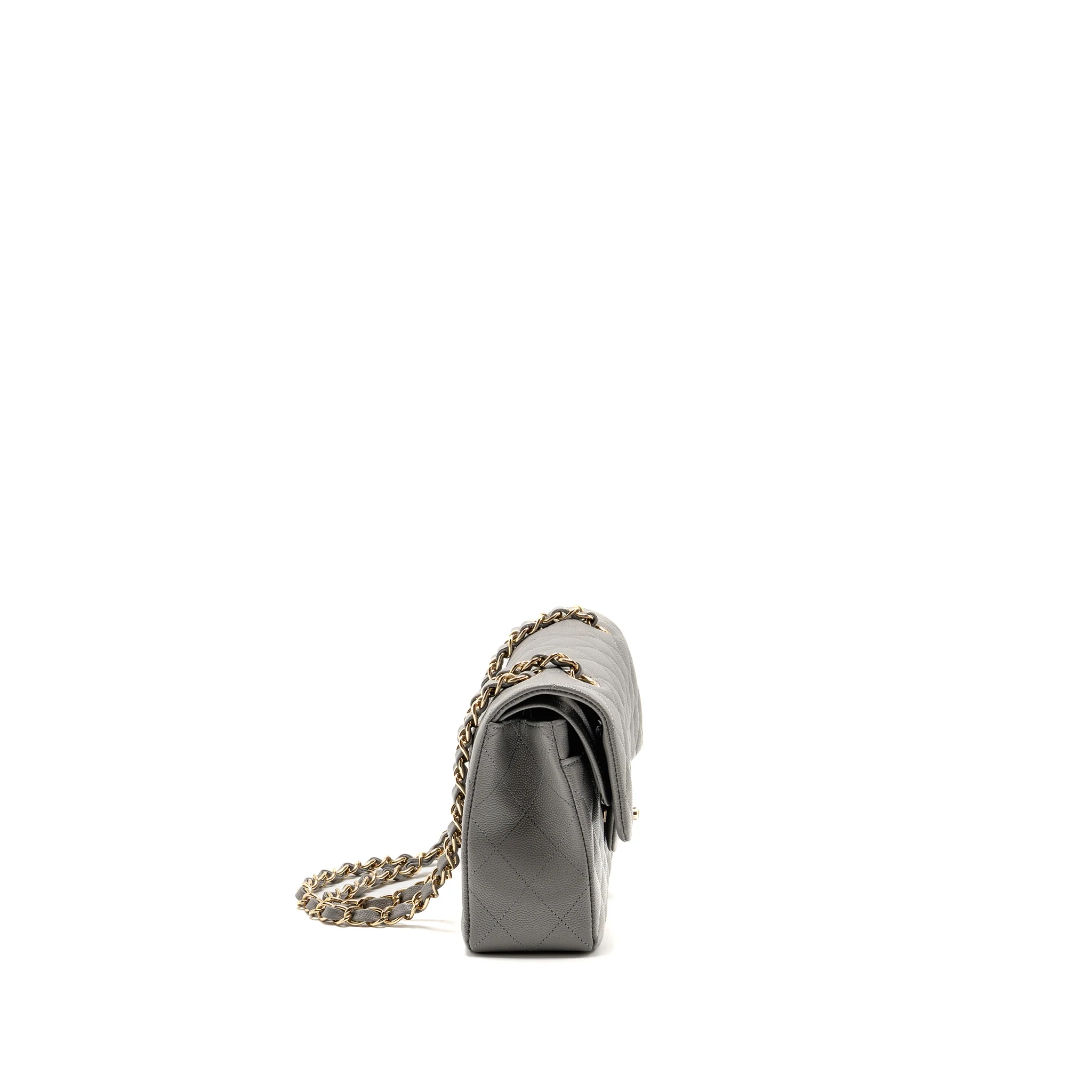 Chanel Small Classic Double Flap Bag Caviar Dark Grey LGHW (Microchip) - Image 3