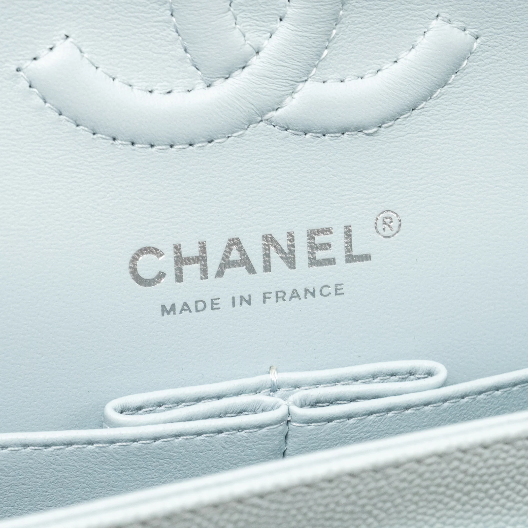 Chanel Small Classic Double Flap Bag Caviar Light Blue SHW (Microchip) - Image 17