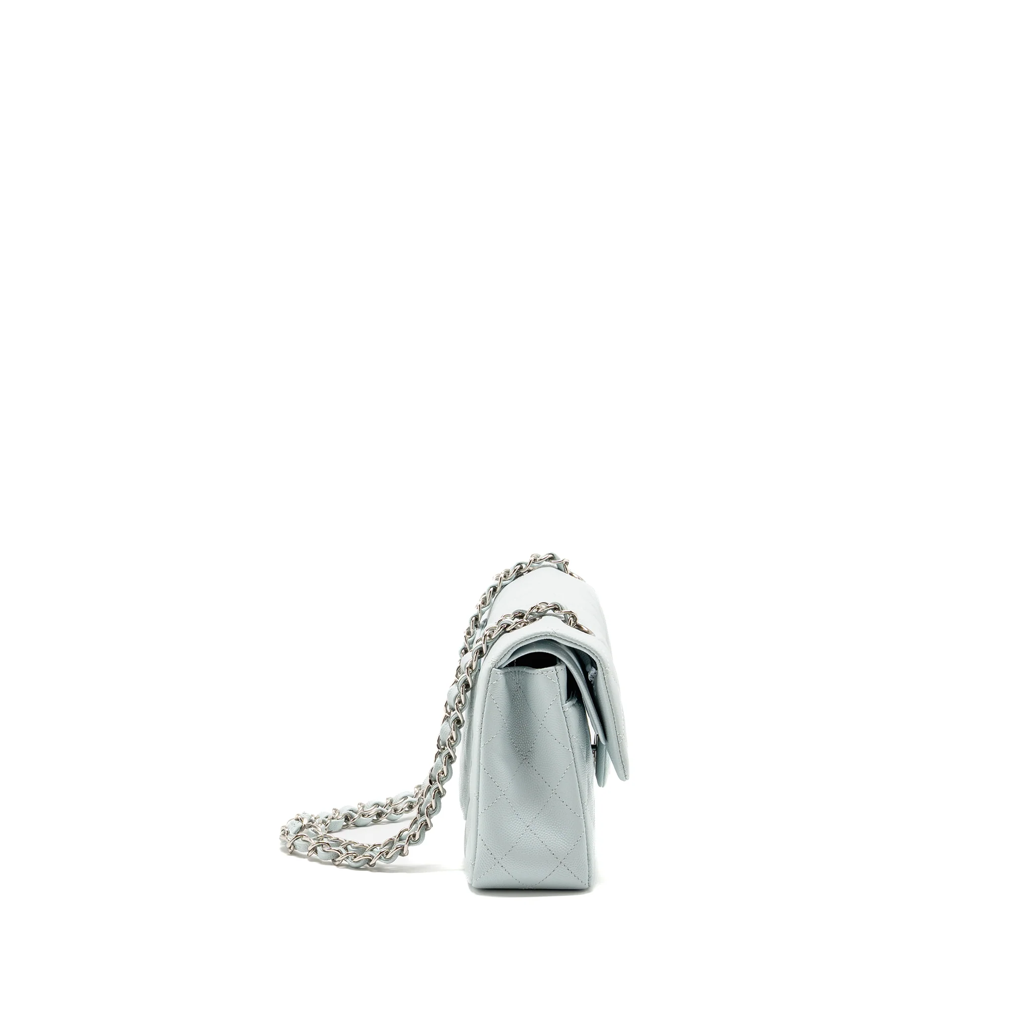 Chanel Small Classic Double Flap Bag Caviar Light Blue SHW (Microchip) - Image 3