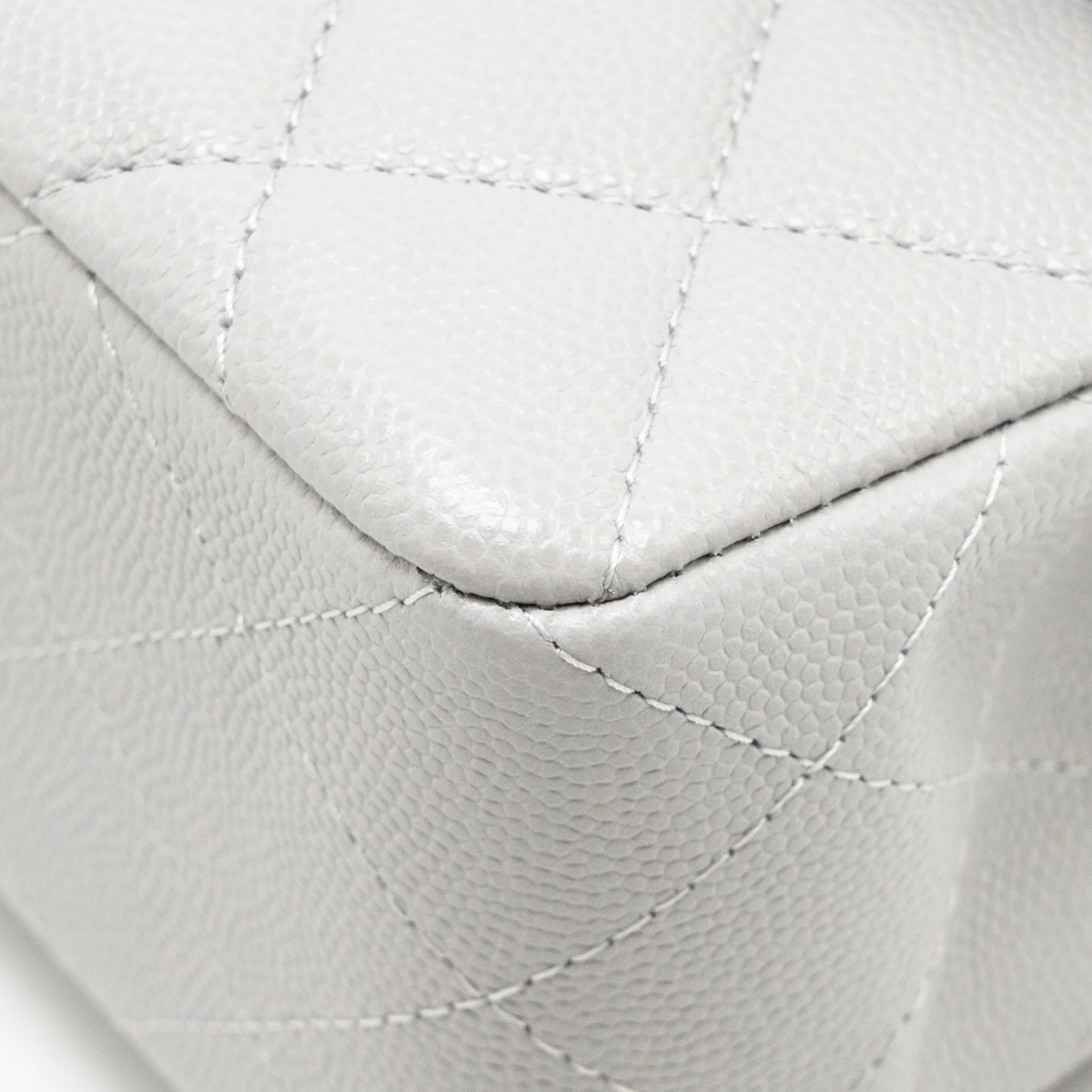 Chanel Small Classic Double Flap Bag Caviar Light Grey LGHW (Microchip) - Image 10
