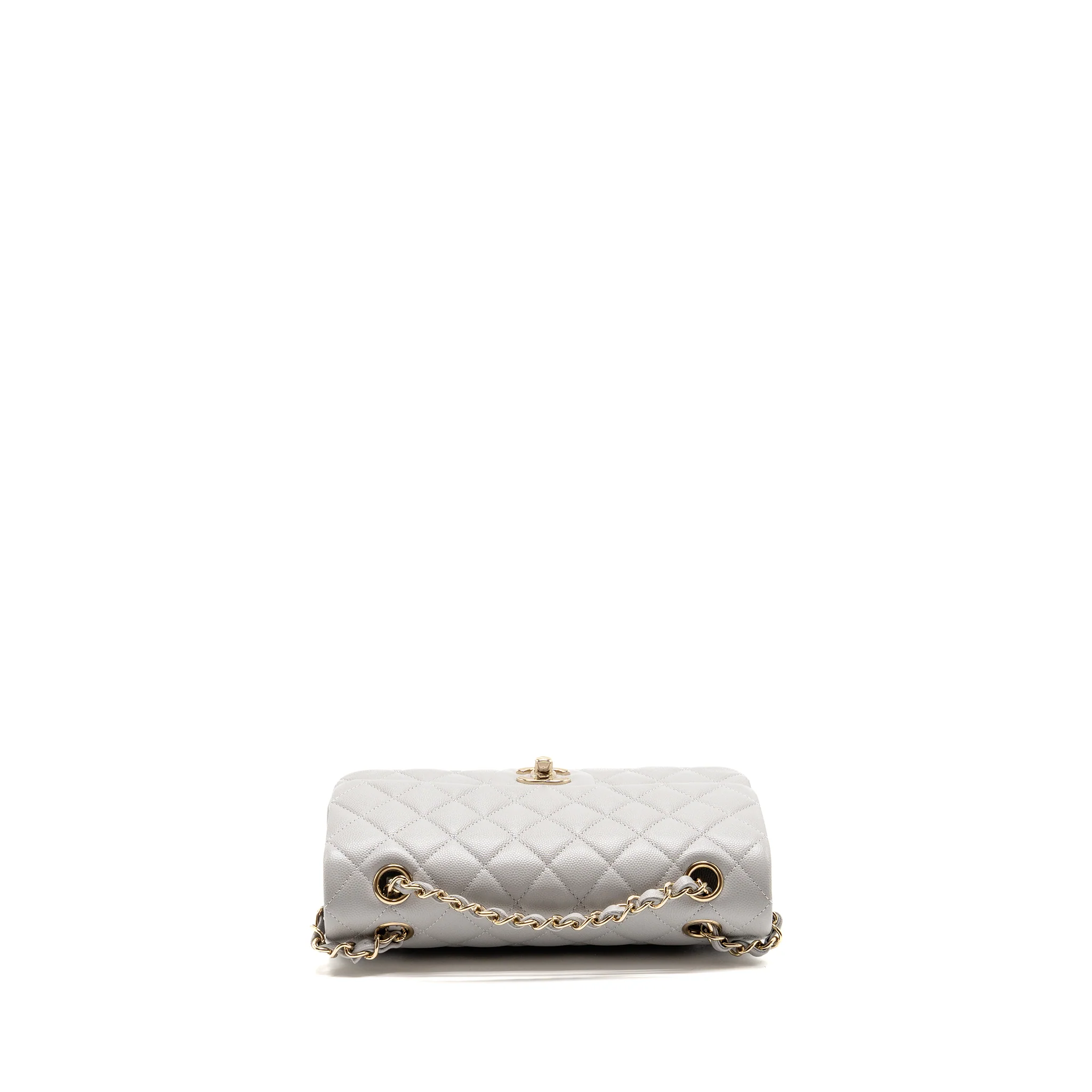 Chanel Small Classic Double Flap Bag Caviar Light Grey LGHW (Microchip) - Image 5