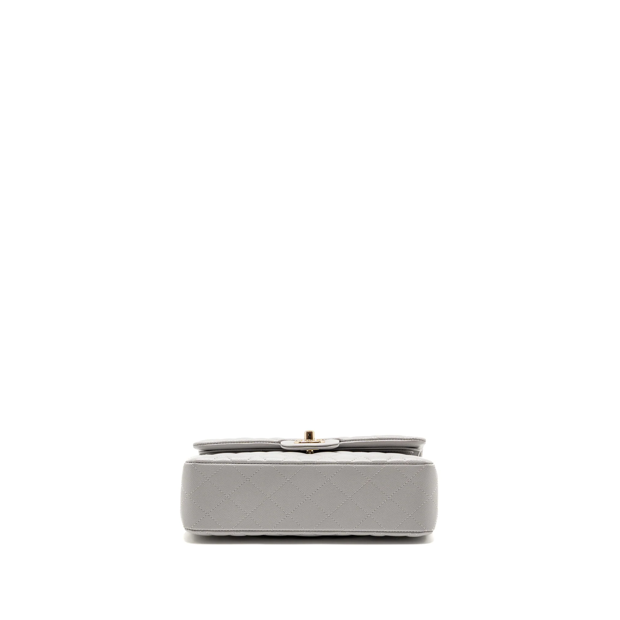 Chanel Small Classic Double Flap Bag Caviar Light Grey LGHW (Microchip) - Image 6