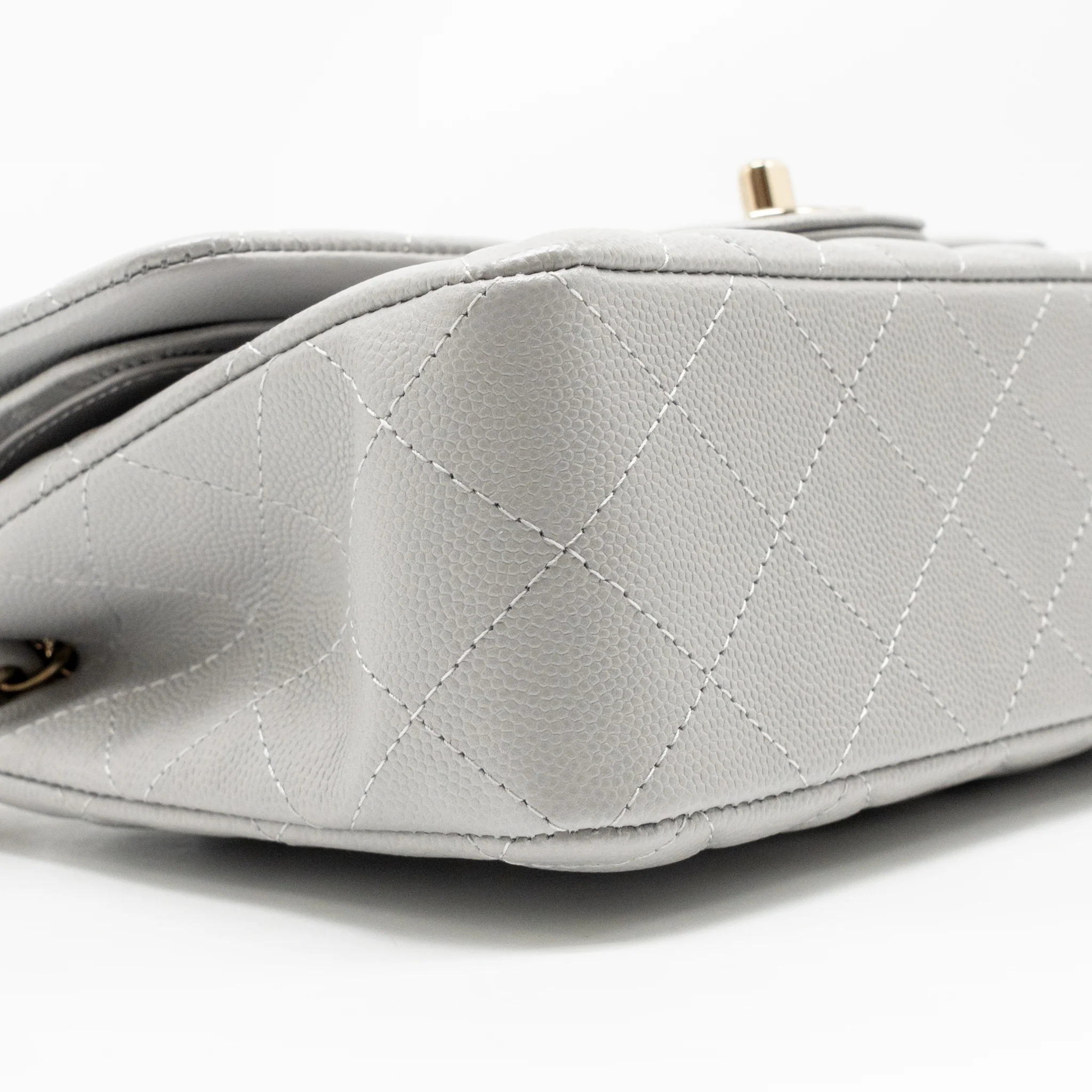 Chanel Small Classic Double Flap Bag Caviar Light Grey LGHW (Microchip) - Image 7