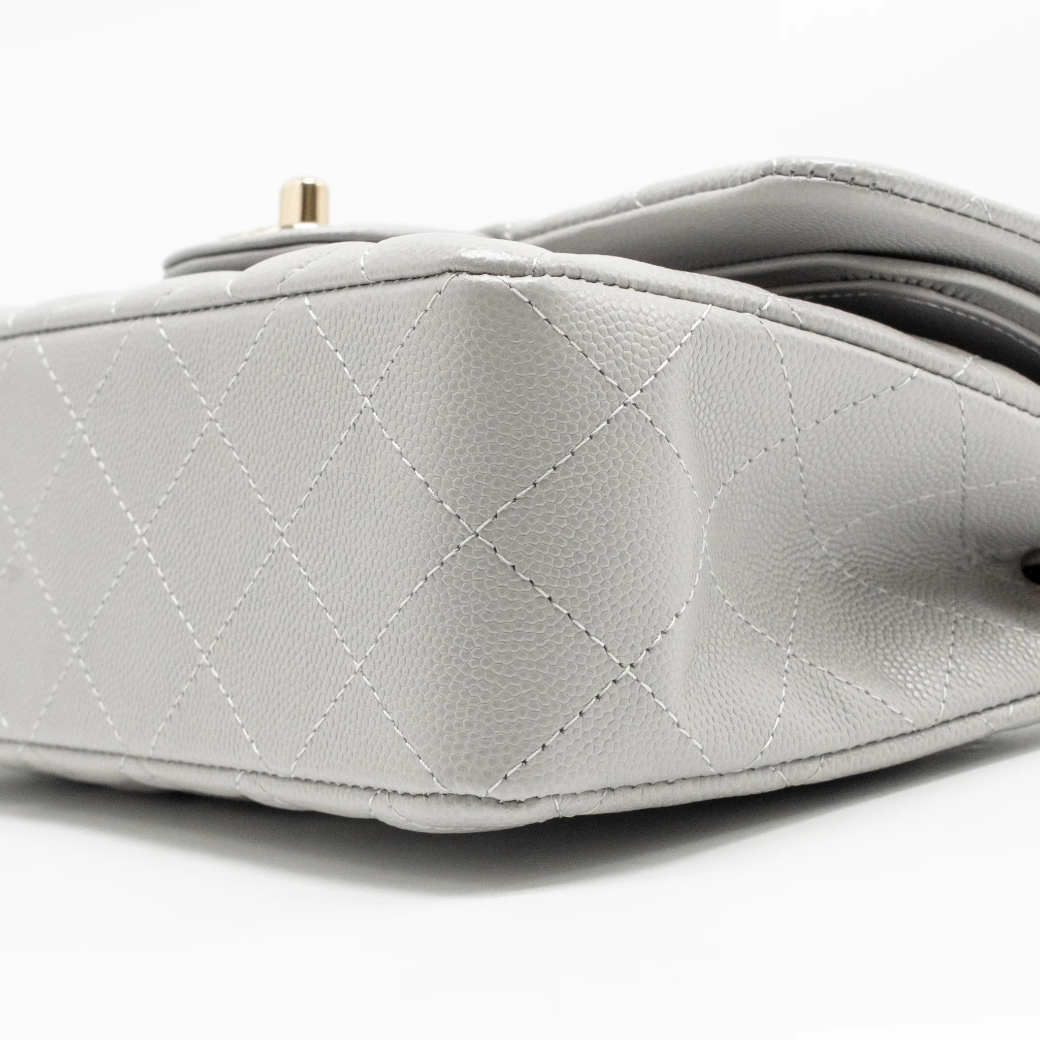 Chanel Small Classic Double Flap Bag Caviar Light Grey LGHW (Microchip) - Image 8