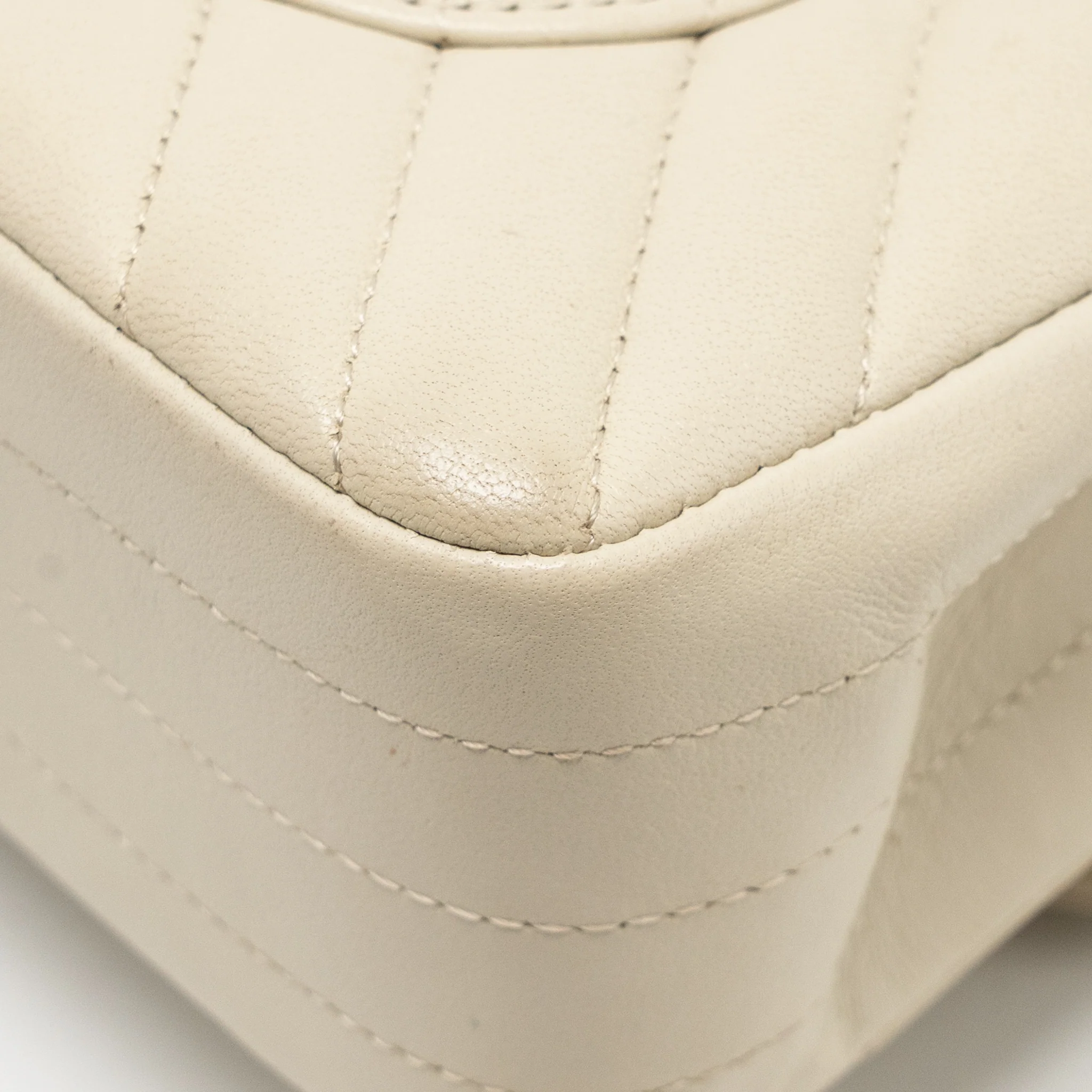 Chanel Small Classic Double Flap Bag Chevron Lambskin Cream SHW - Image 11