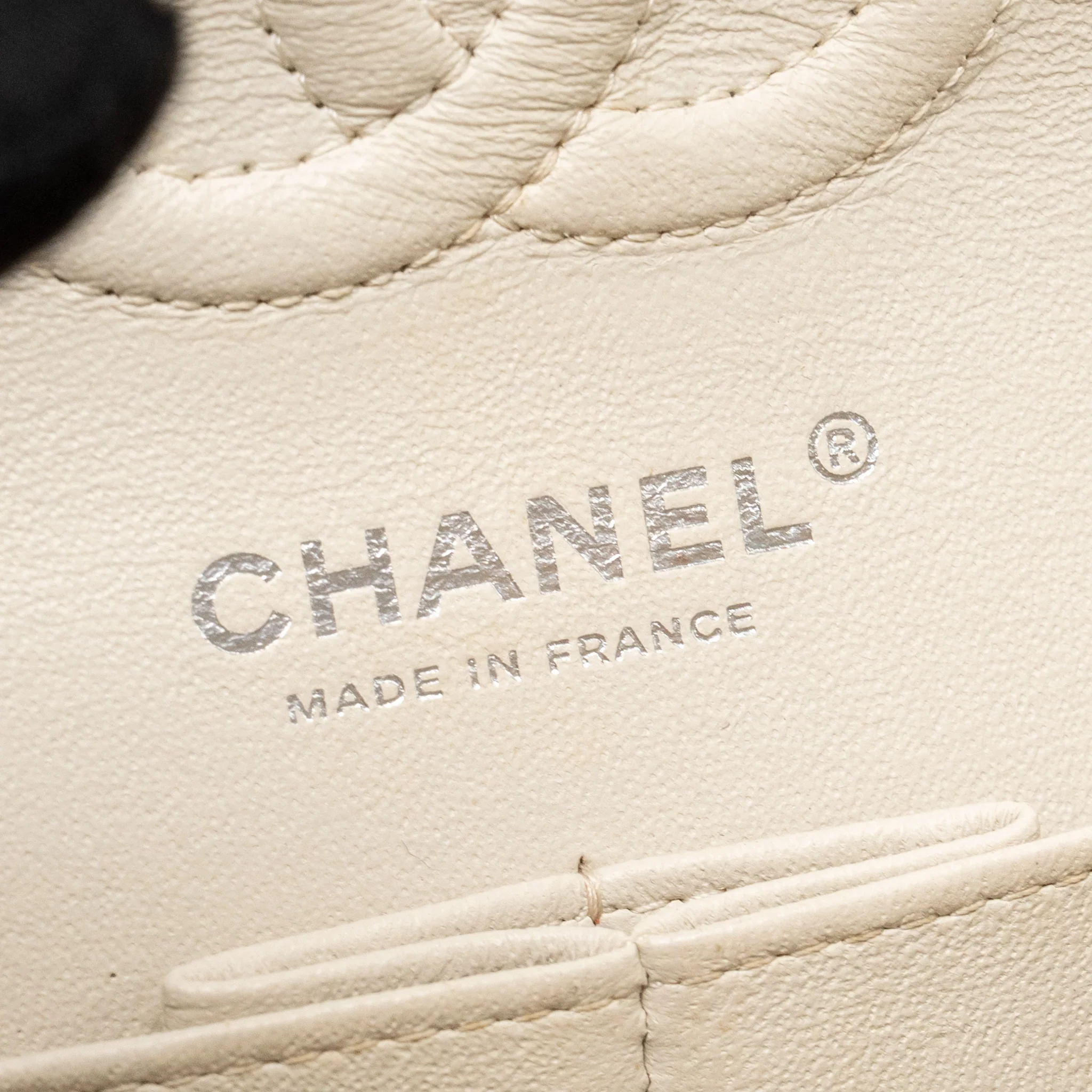 Chanel Small Classic Double Flap Bag Chevron Lambskin Cream SHW - Image 15