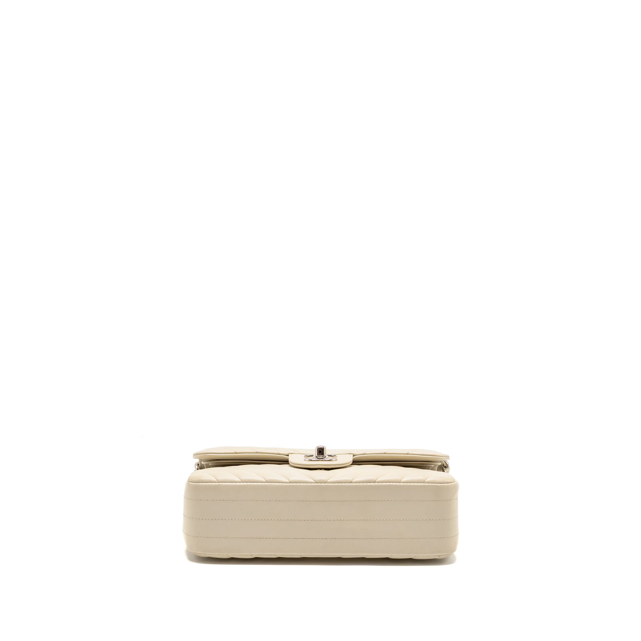 Chanel Small Classic Double Flap Bag Chevron Lambskin Cream SHW - Image 5