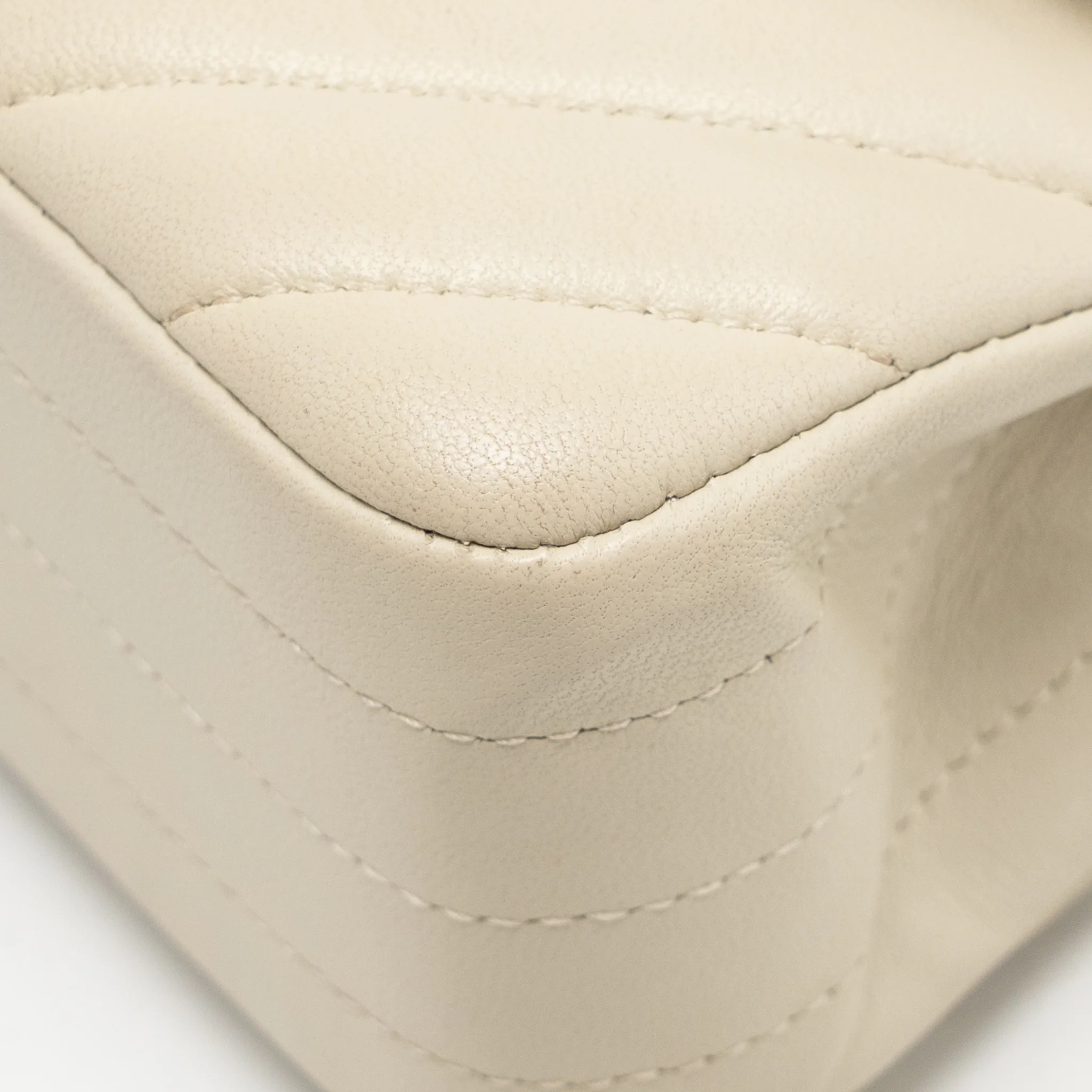 Chanel Small Classic Double Flap Bag Chevron Lambskin Cream SHW - Image 9