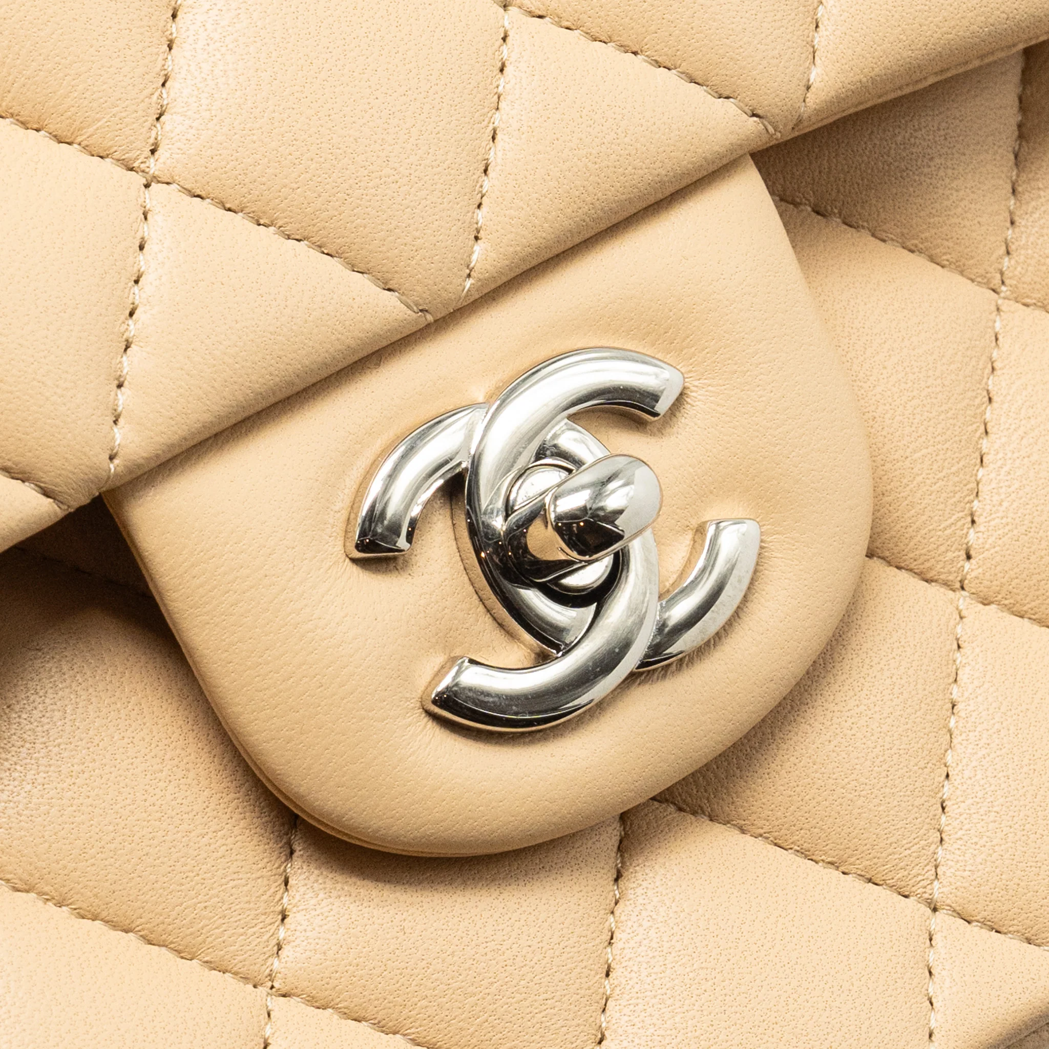 Chanel Small Classic Double Flap Bag Lambskin Beige SHW (Microchip) - Image 12