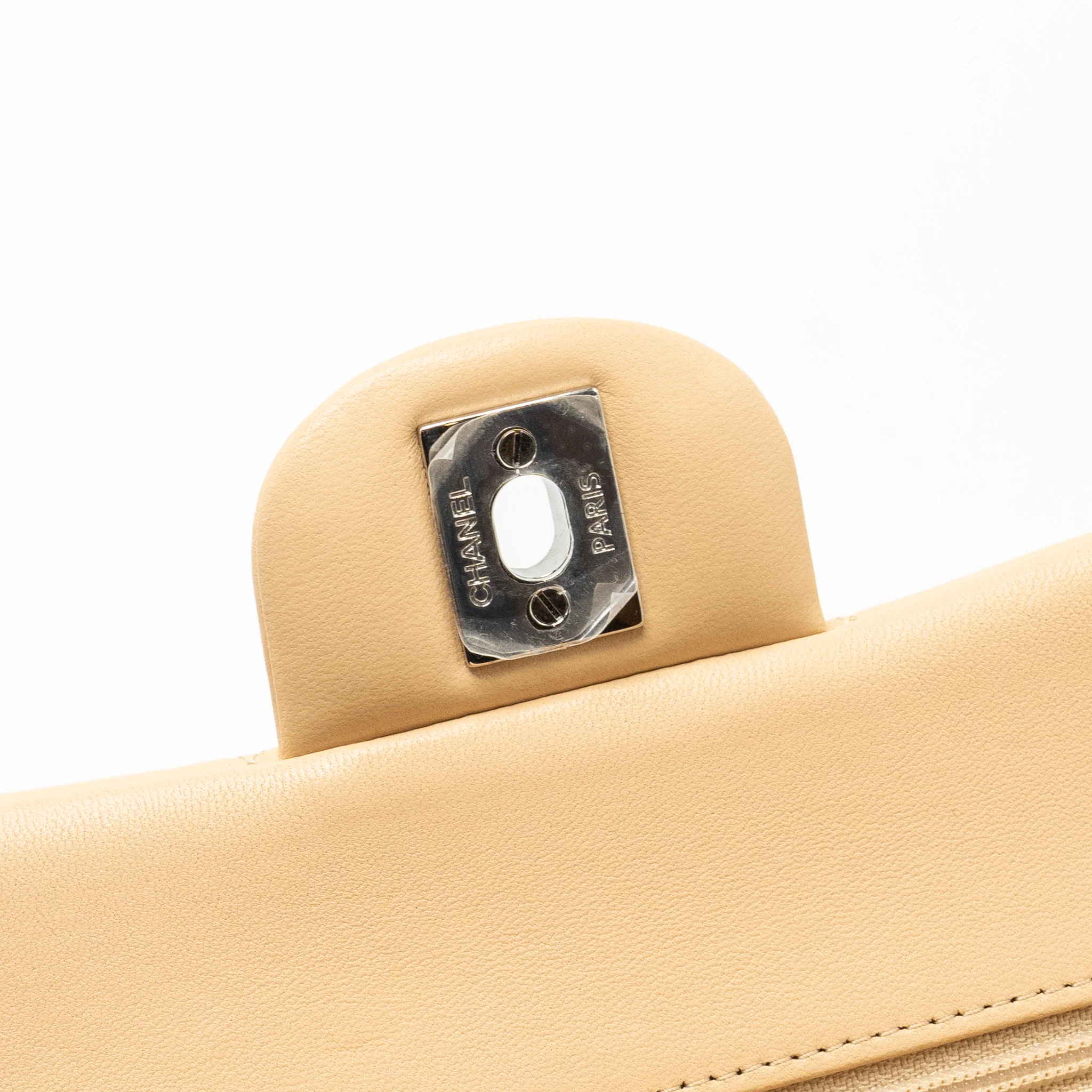 Chanel Small Classic Double Flap Bag Lambskin Beige SHW (Microchip) - Image 13