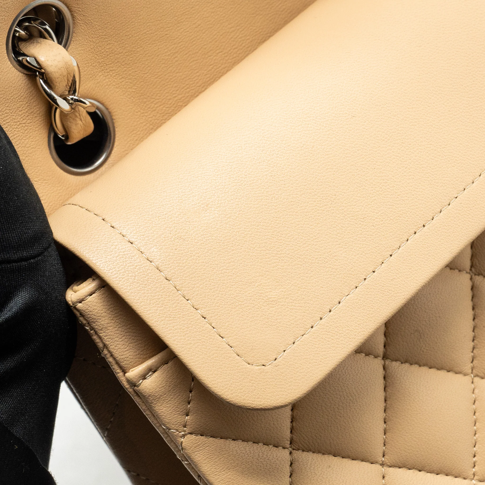 Chanel Small Classic Double Flap Bag Lambskin Beige SHW (Microchip) - Image 14