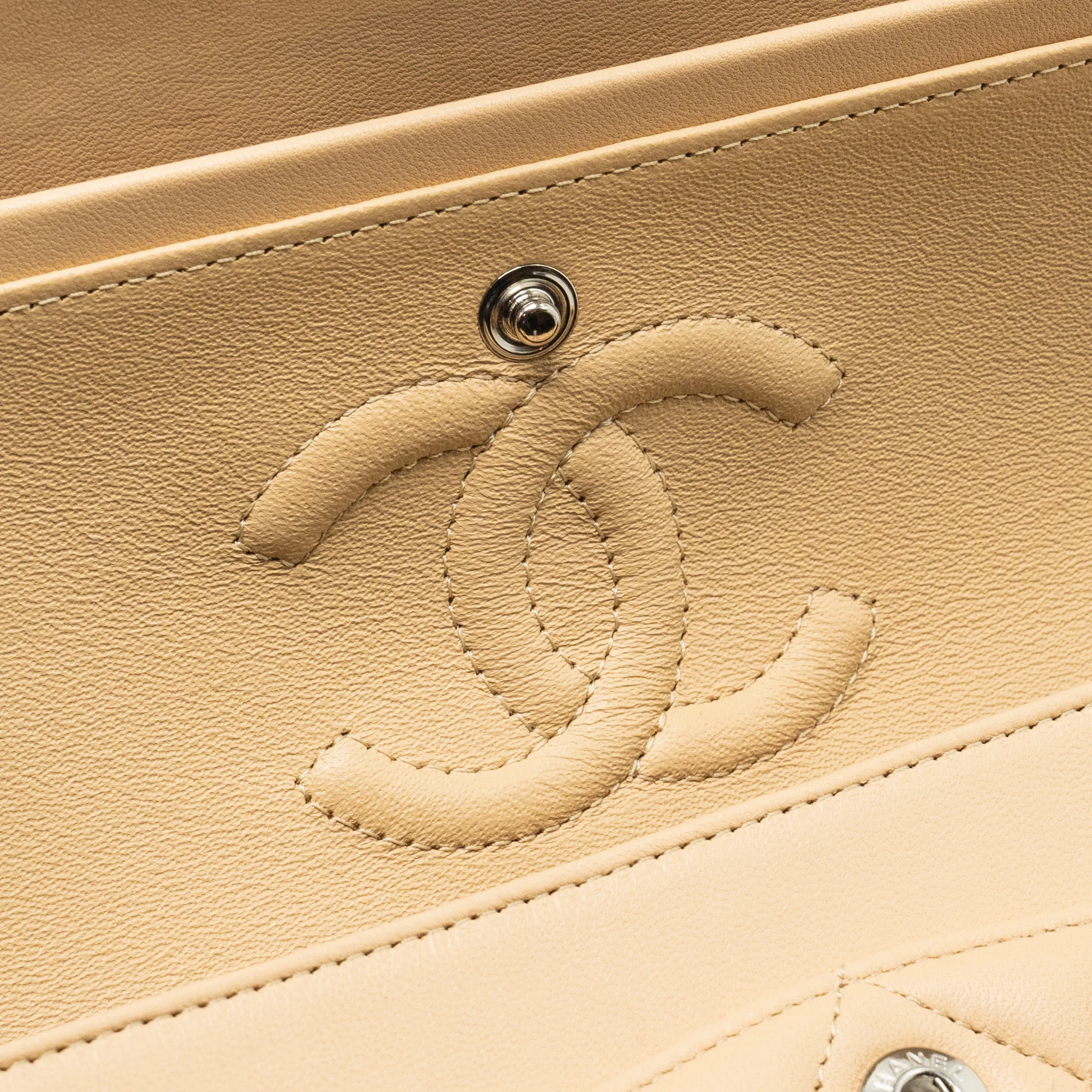 Chanel Small Classic Double Flap Bag Lambskin Beige SHW (Microchip) - Image 15