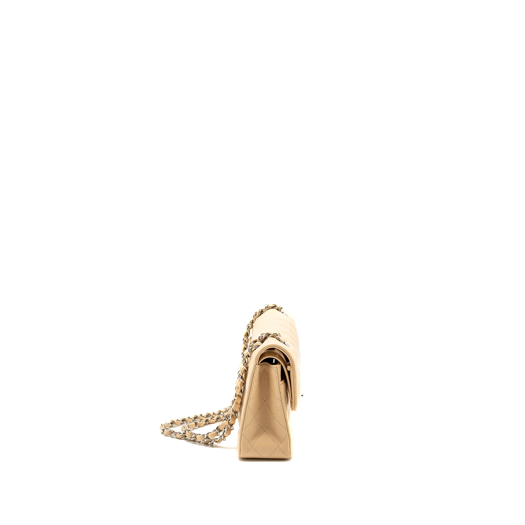 Chanel Small Classic Double Flap Bag Lambskin Beige SHW (Microchip) - Image 3