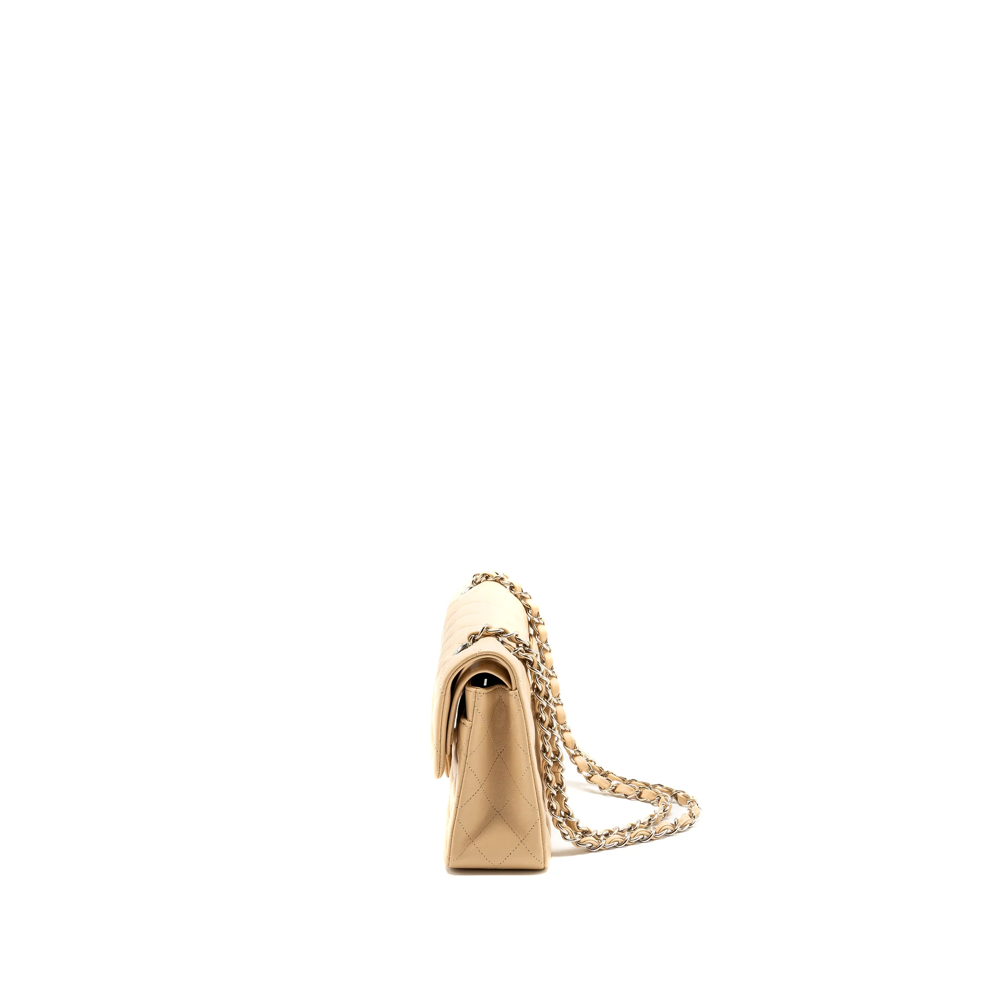 Chanel Small Classic Double Flap Bag Lambskin Beige SHW (Microchip) - Image 4