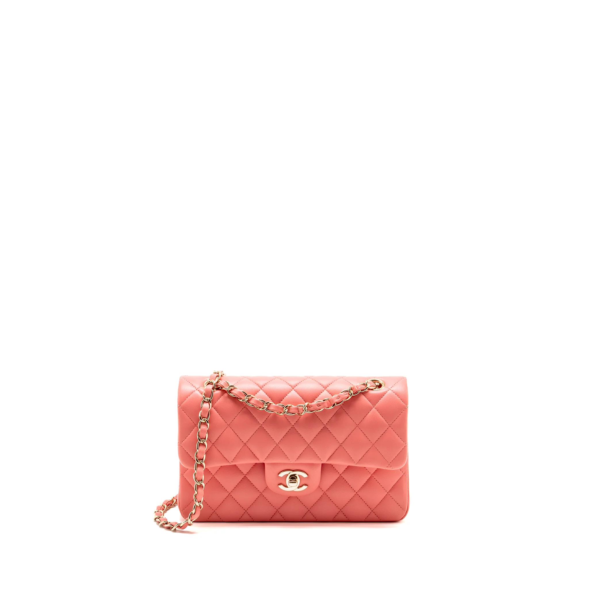 Chanel Small Classic Double Flap Bag Lambskin Pink LGHW (Microchip)