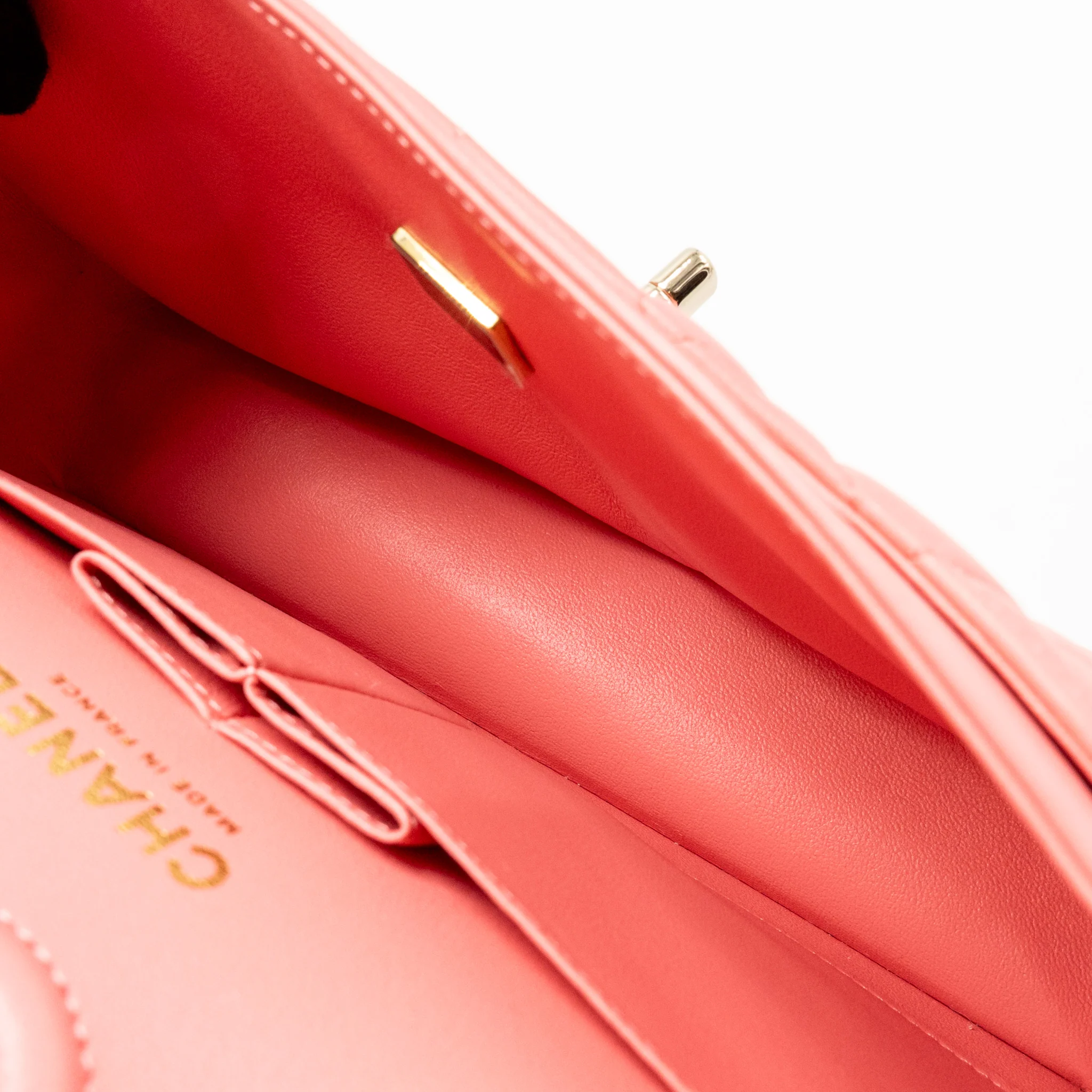 Chanel Small Classic Double Flap Bag Lambskin Pink LGHW (Microchip) - Image 16
