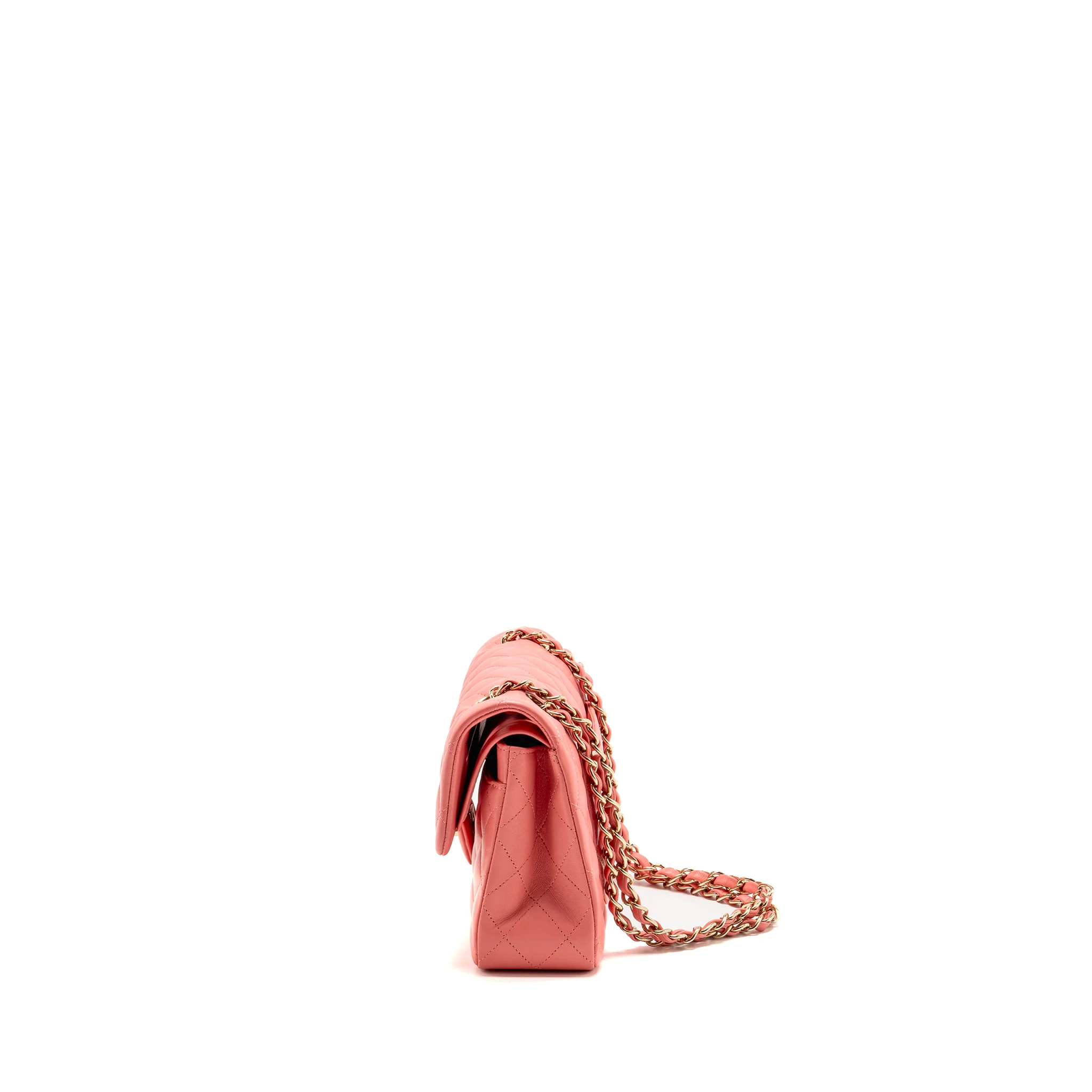 Chanel Small Classic Double Flap Bag Lambskin Pink LGHW (Microchip) - Image 4