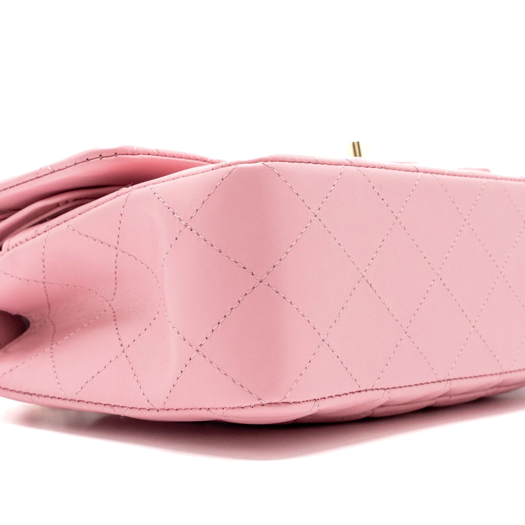 Chanel Small Classic Double Flap Bag Lambskin Pink LGHW(Microchip) - Image 7