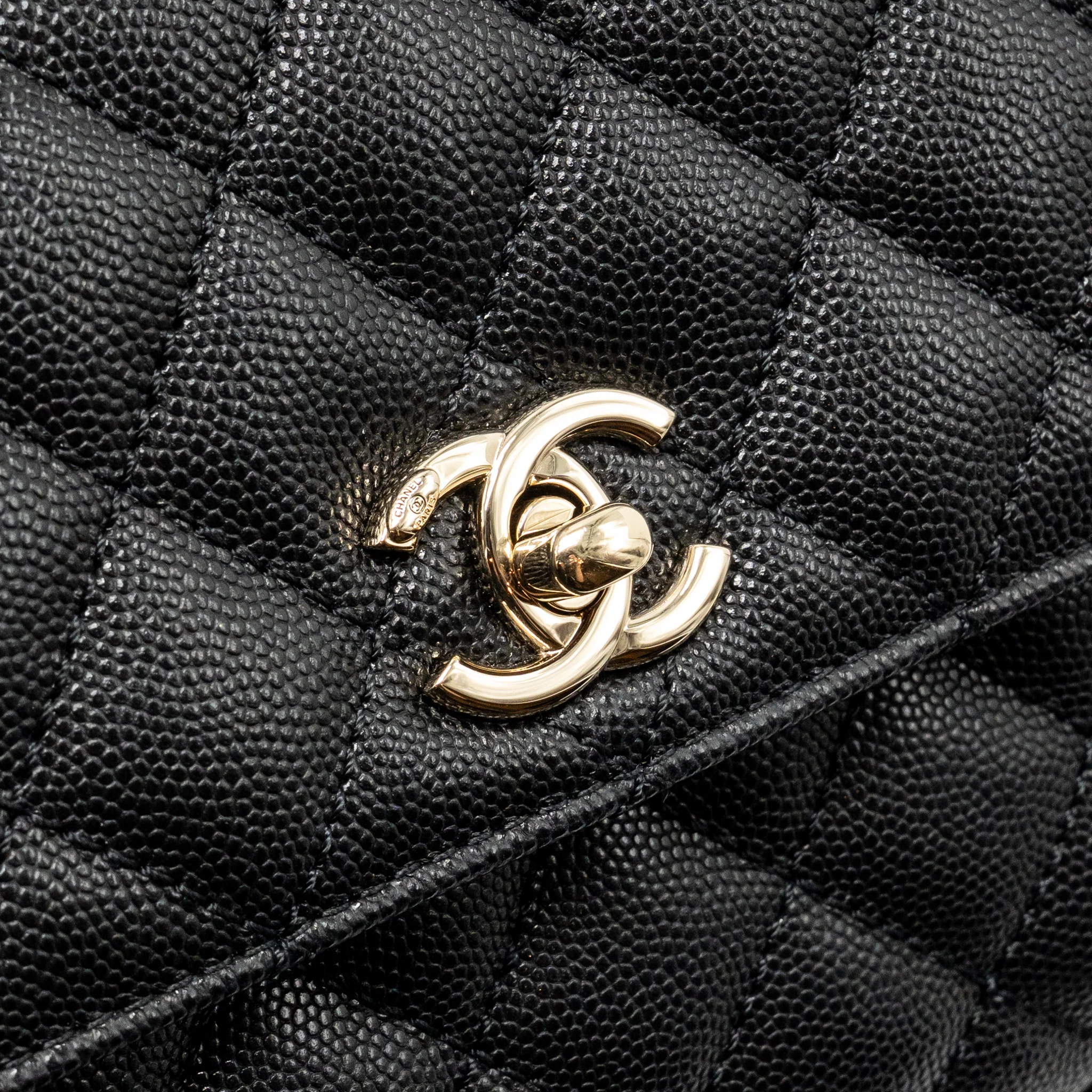 Chanel Small Coco Handle Caviar Black LGHW (Microchip) - Image 13