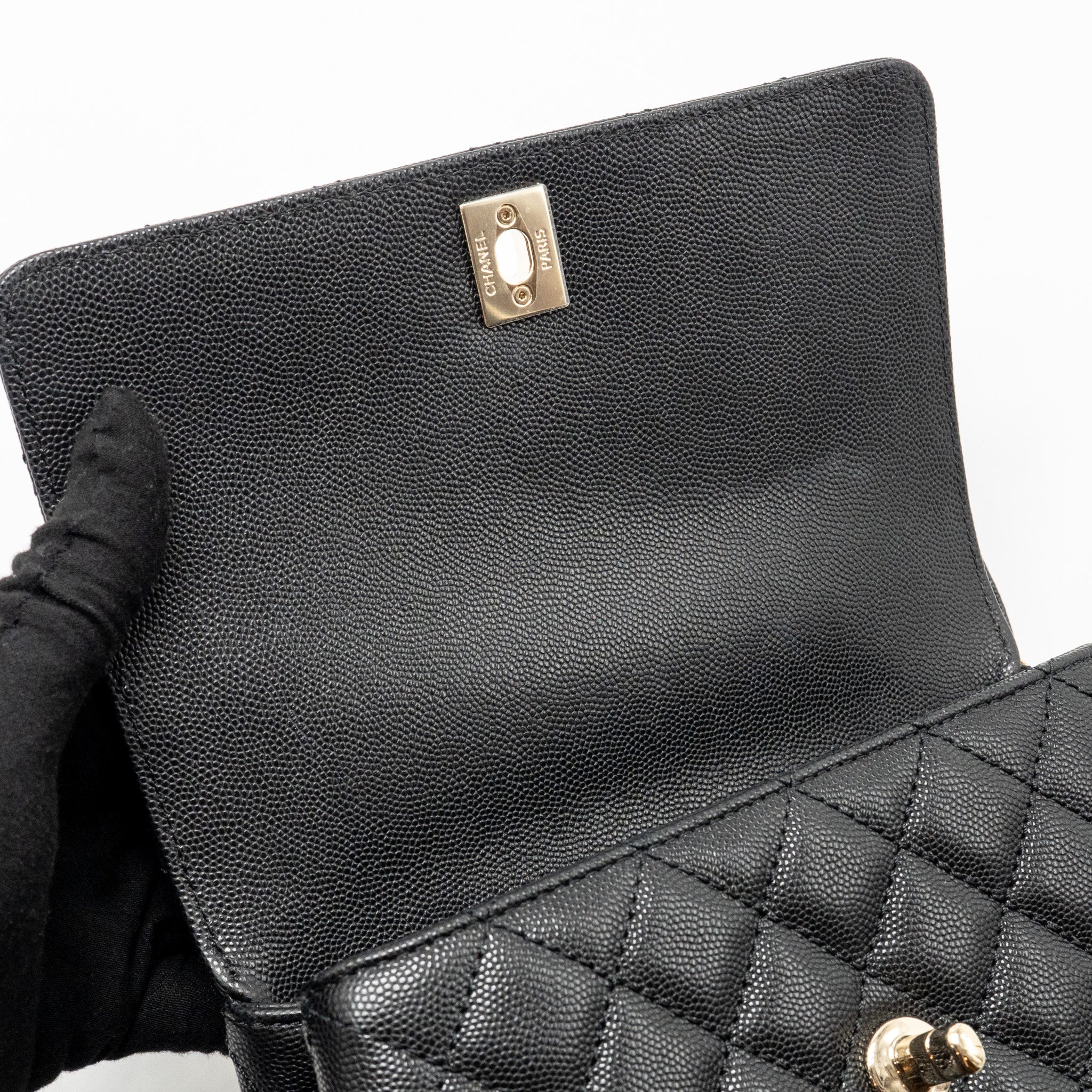 Chanel Small Coco Handle Caviar Black LGHW (Microchip) - Image 15