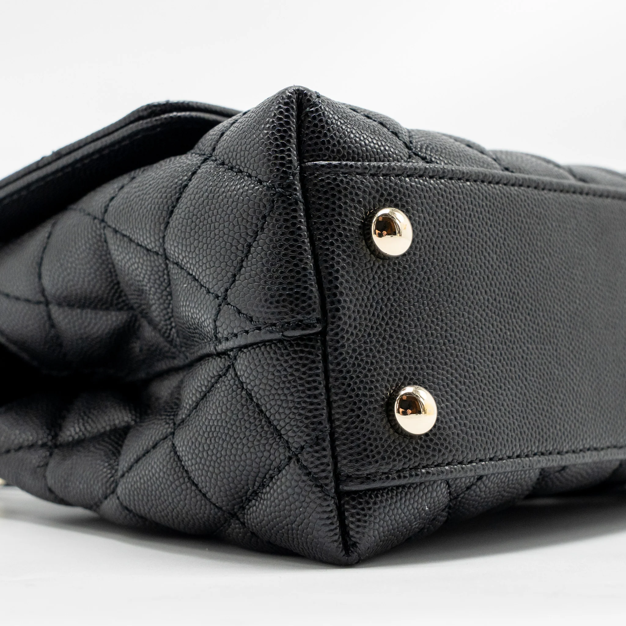 Chanel Small Coco Handle Caviar Black LGHW (Microchip) - Image 6