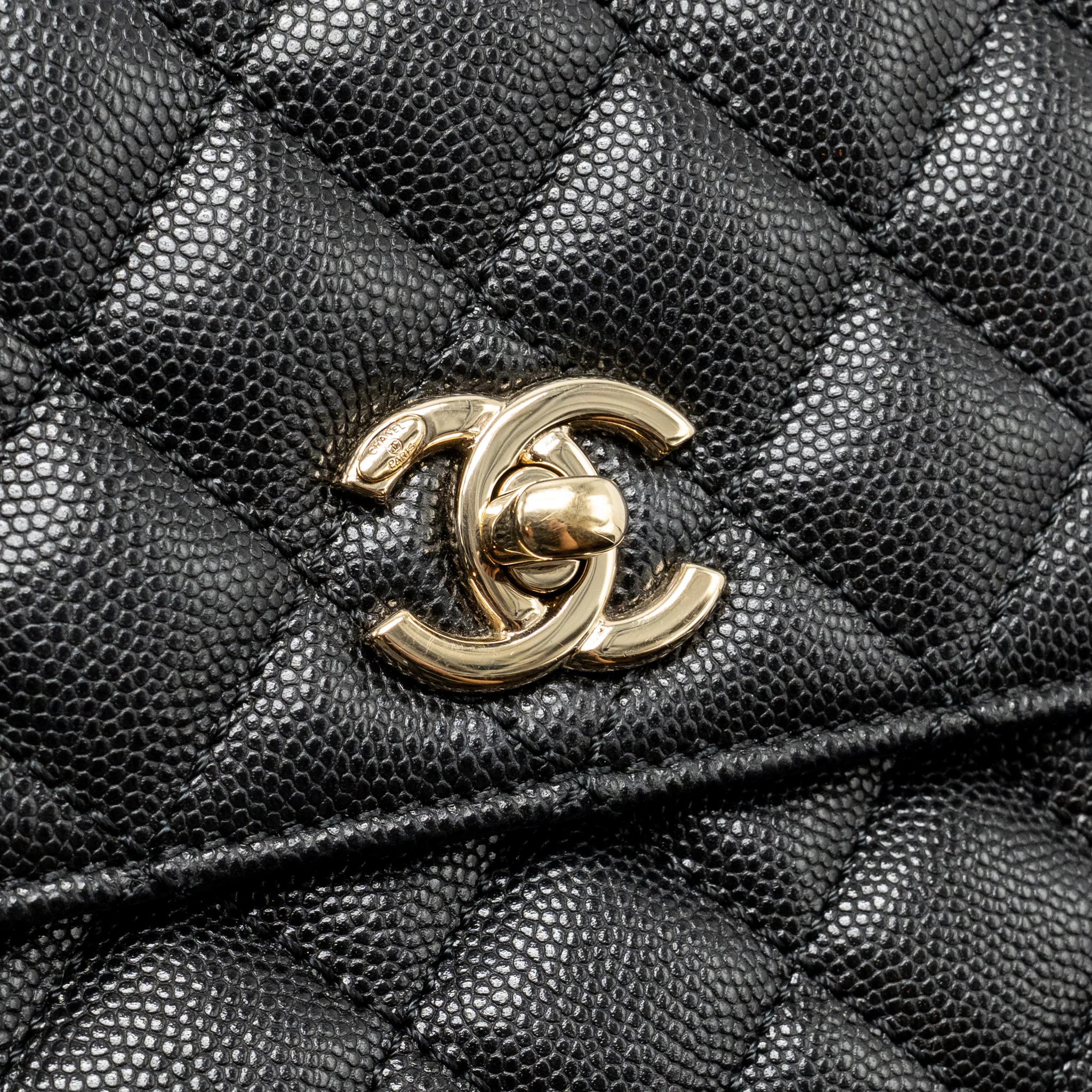 Chanel Small Coco Handle caviar Black LGHW (Microchip) - Image 14