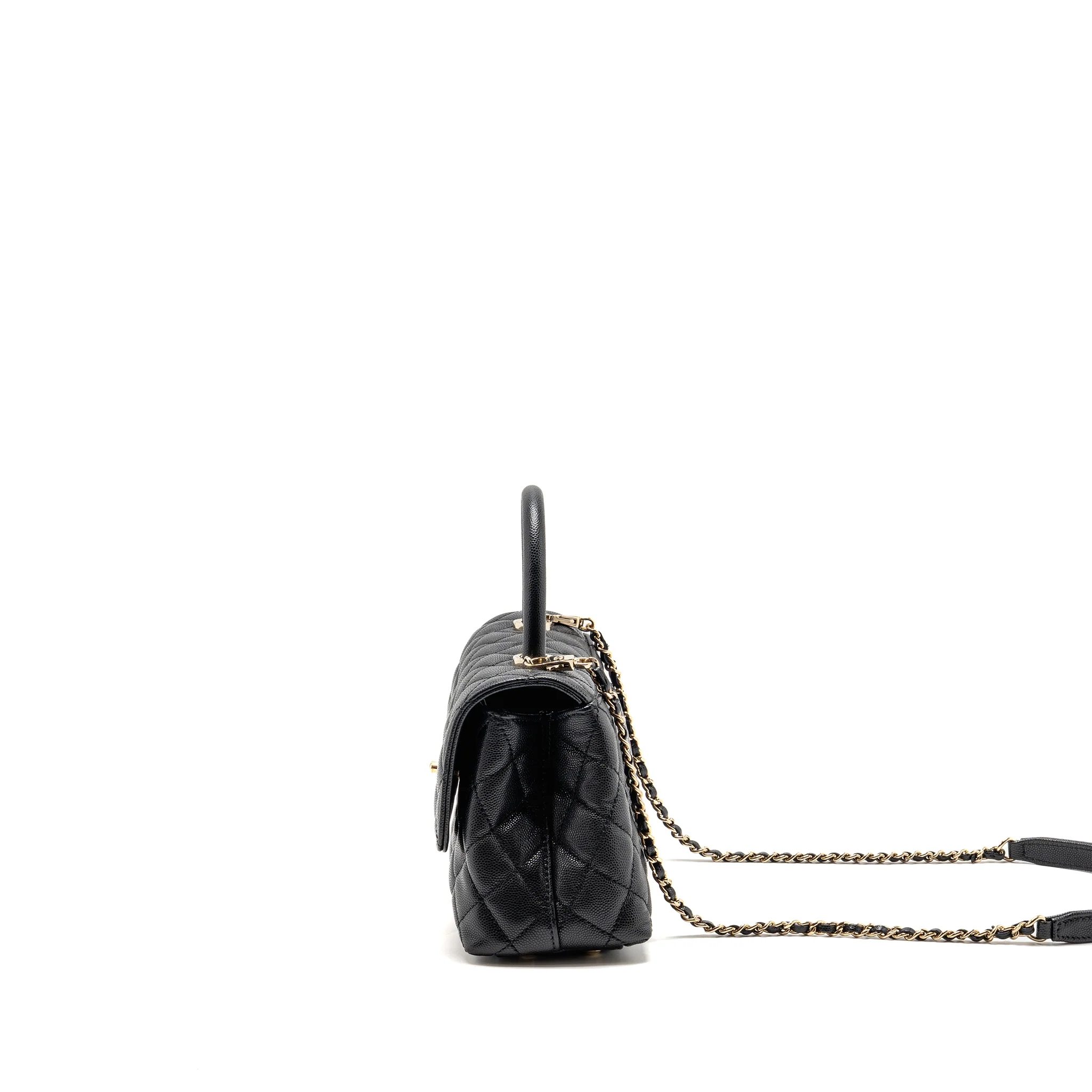 Chanel Small Coco Handle caviar Black LGHW (Microchip) - Image 4