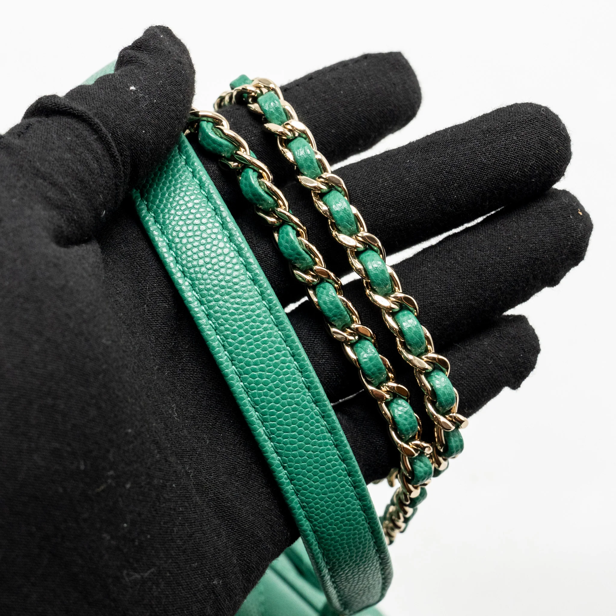 Chanel Small Coco handle caviar green LGHW (microchip) - Image 19