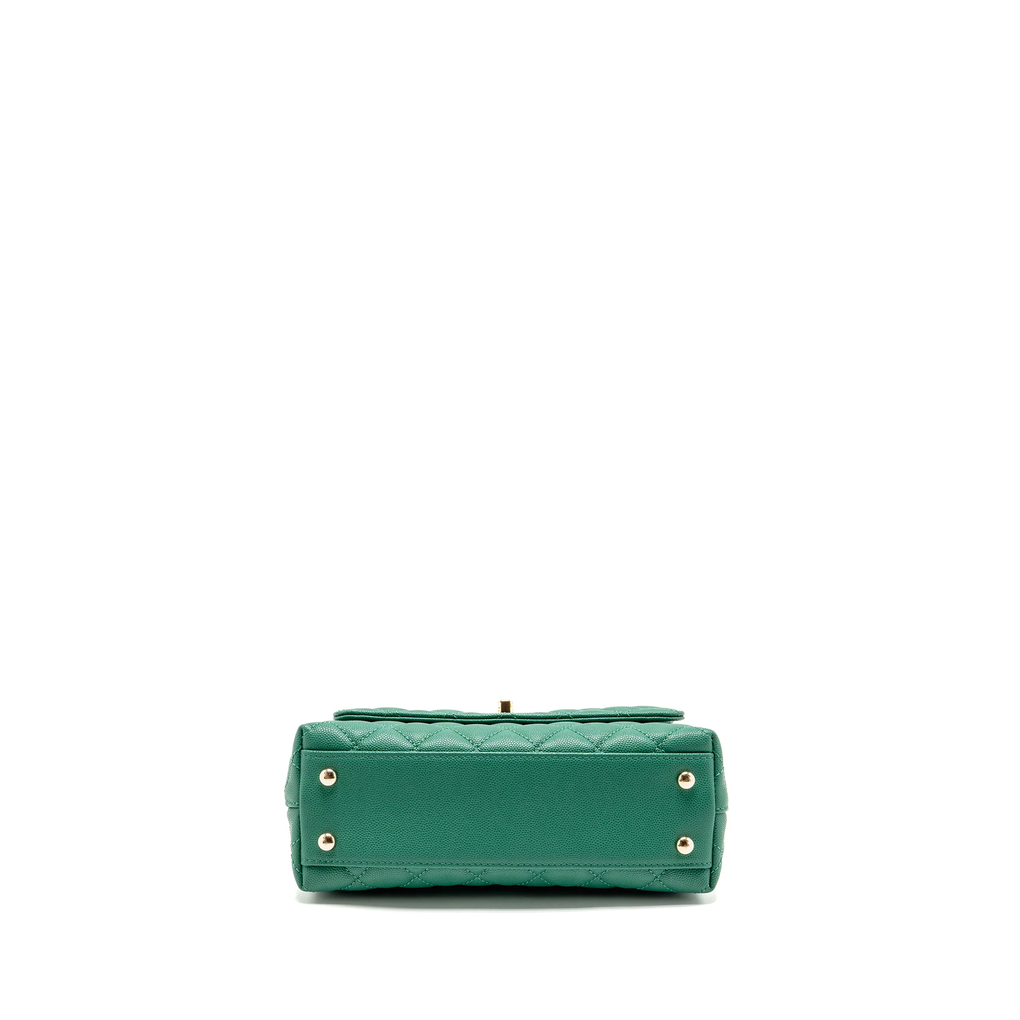 Chanel Small Coco handle caviar green LGHW (microchip) - Image 5