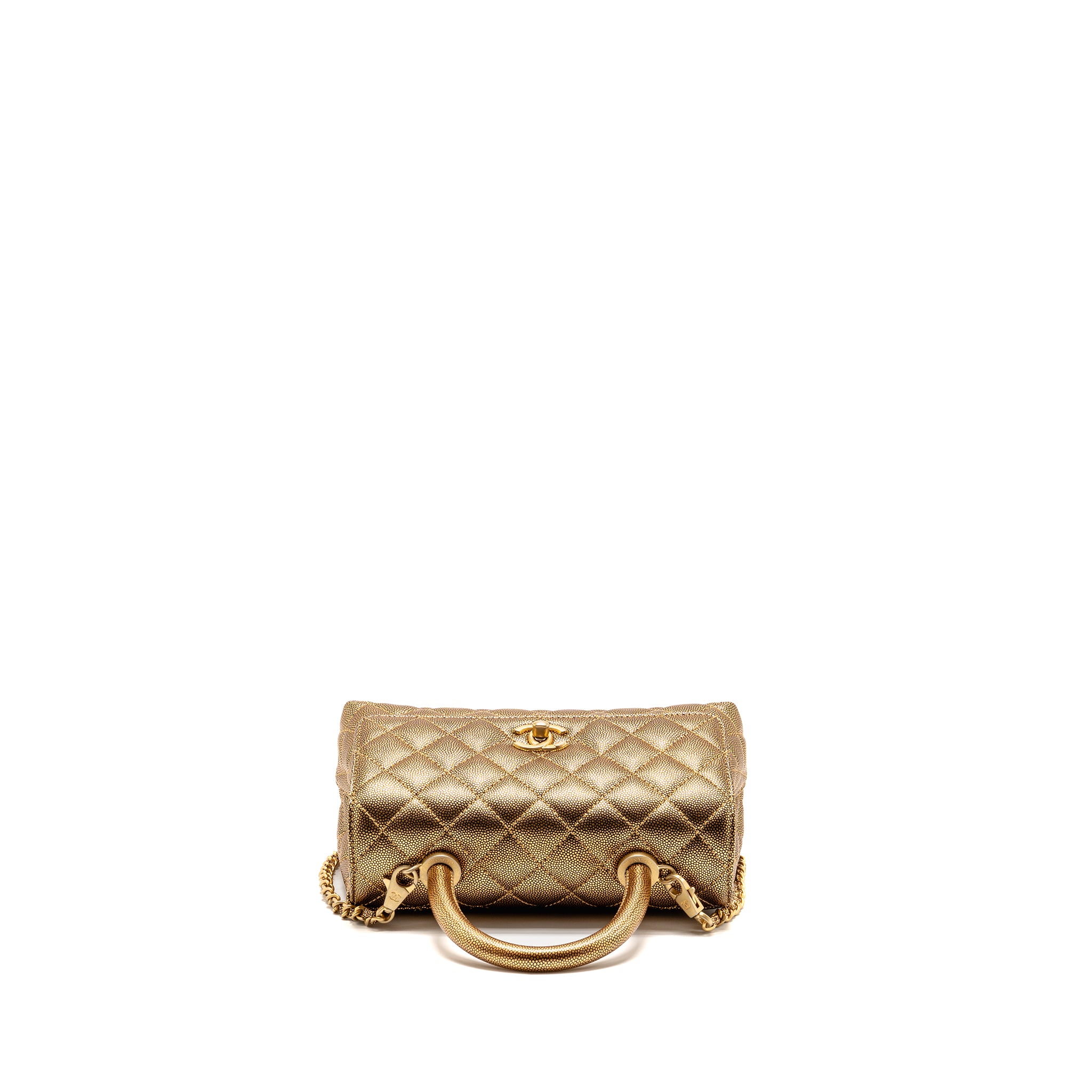 Chanel small coco handle caviar metallic gold GHW - Image 5
