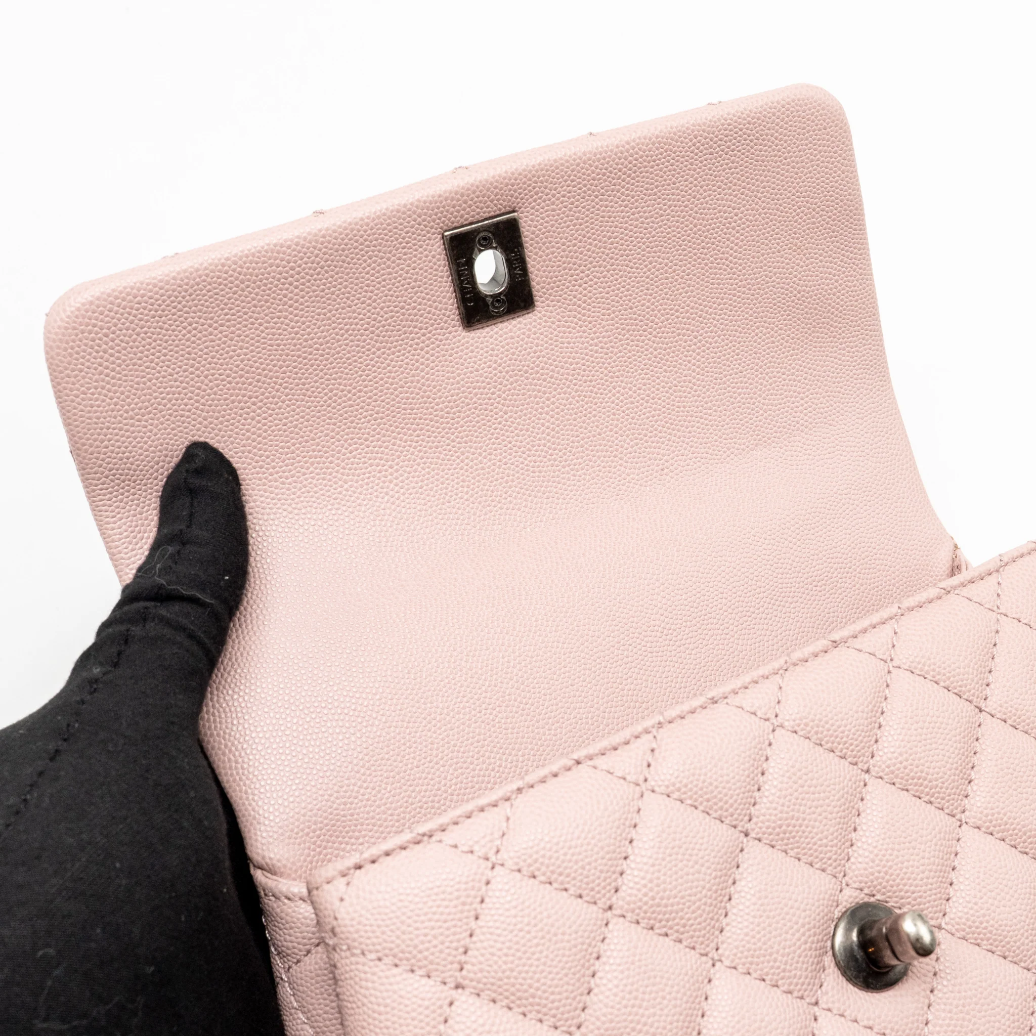 Chanel Small Coco Handle Caviar Pink Ruthenium SHW - Image 16