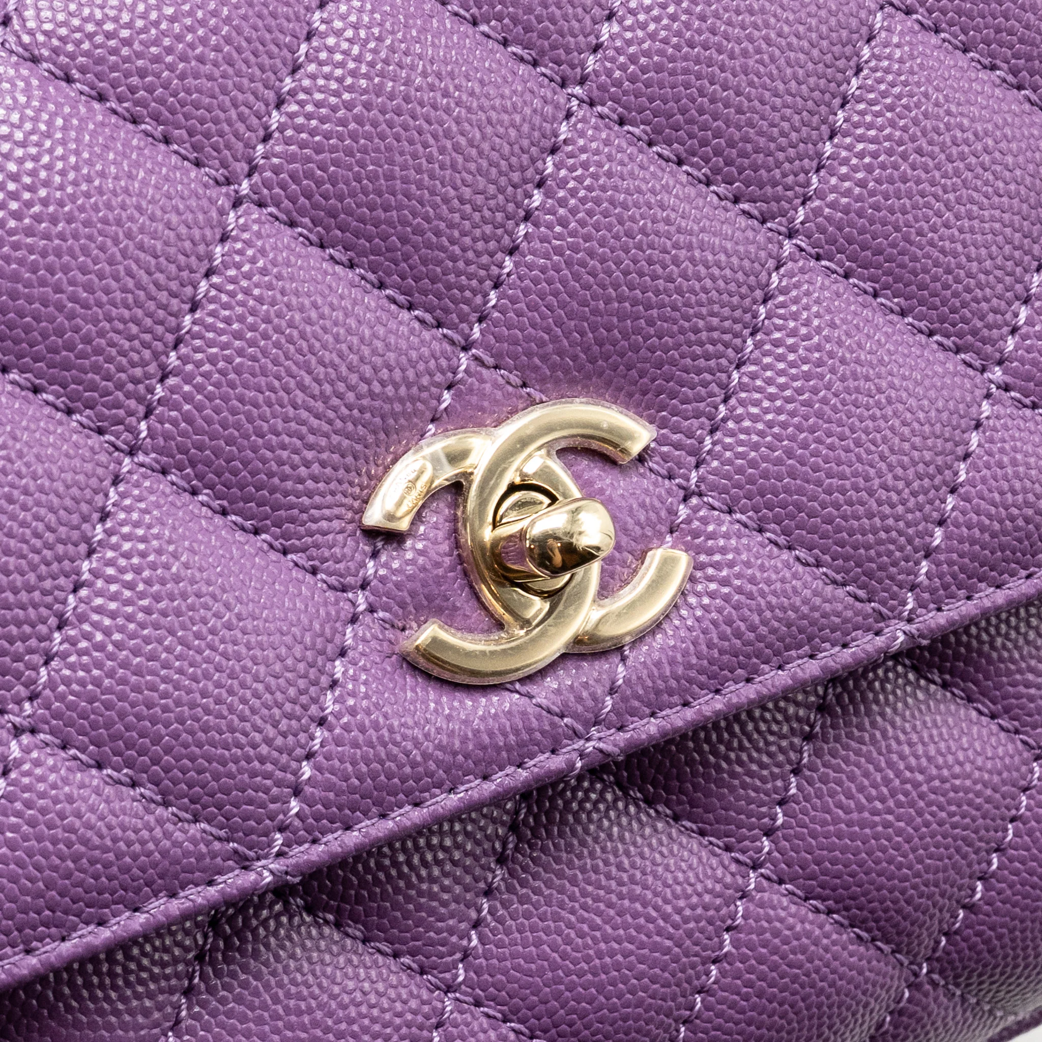Chanel Small Coco Handle Caviar purple LGHW (microchip) - Image 12