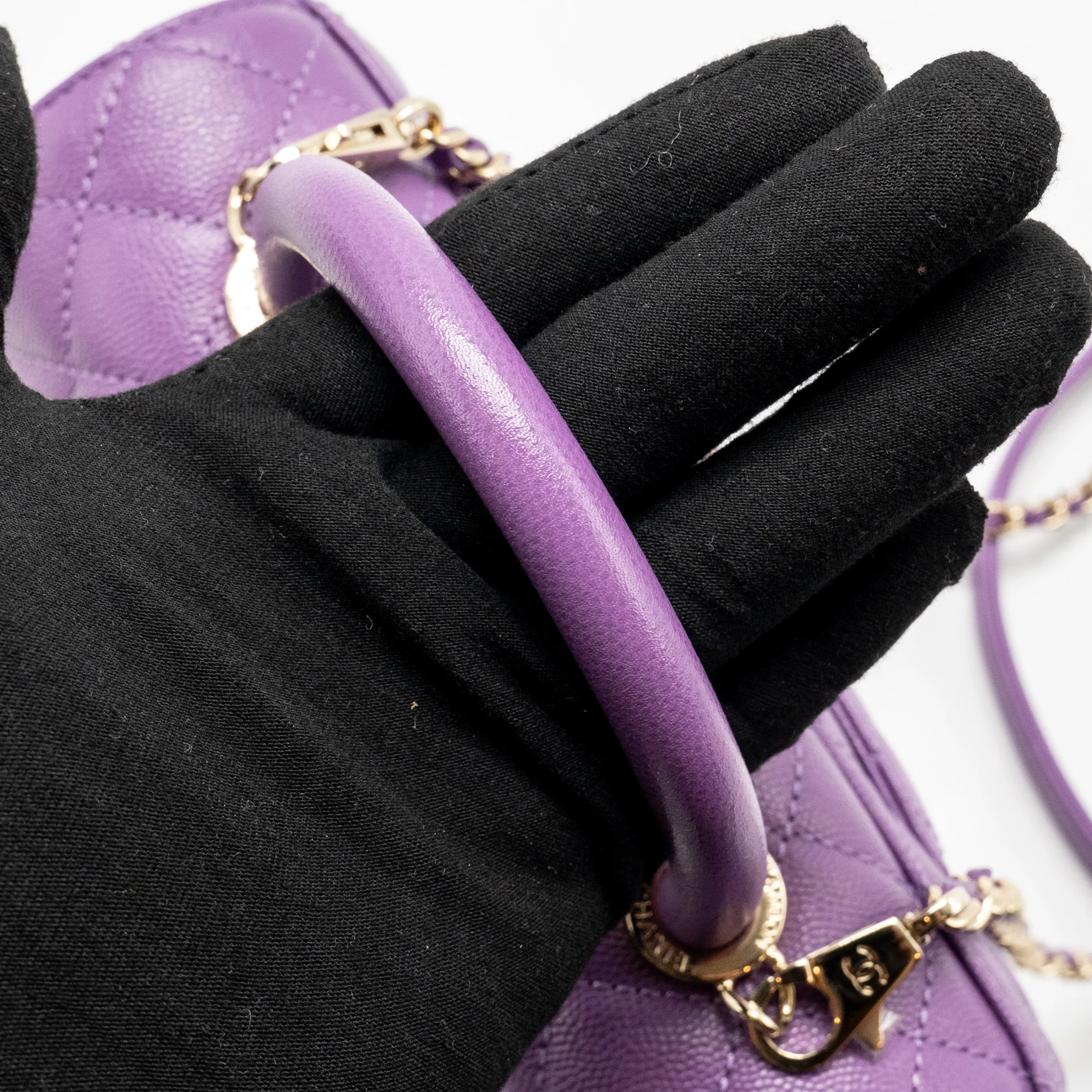 Chanel Small Coco Handle Caviar purple LGHW (microchip) - Image 13