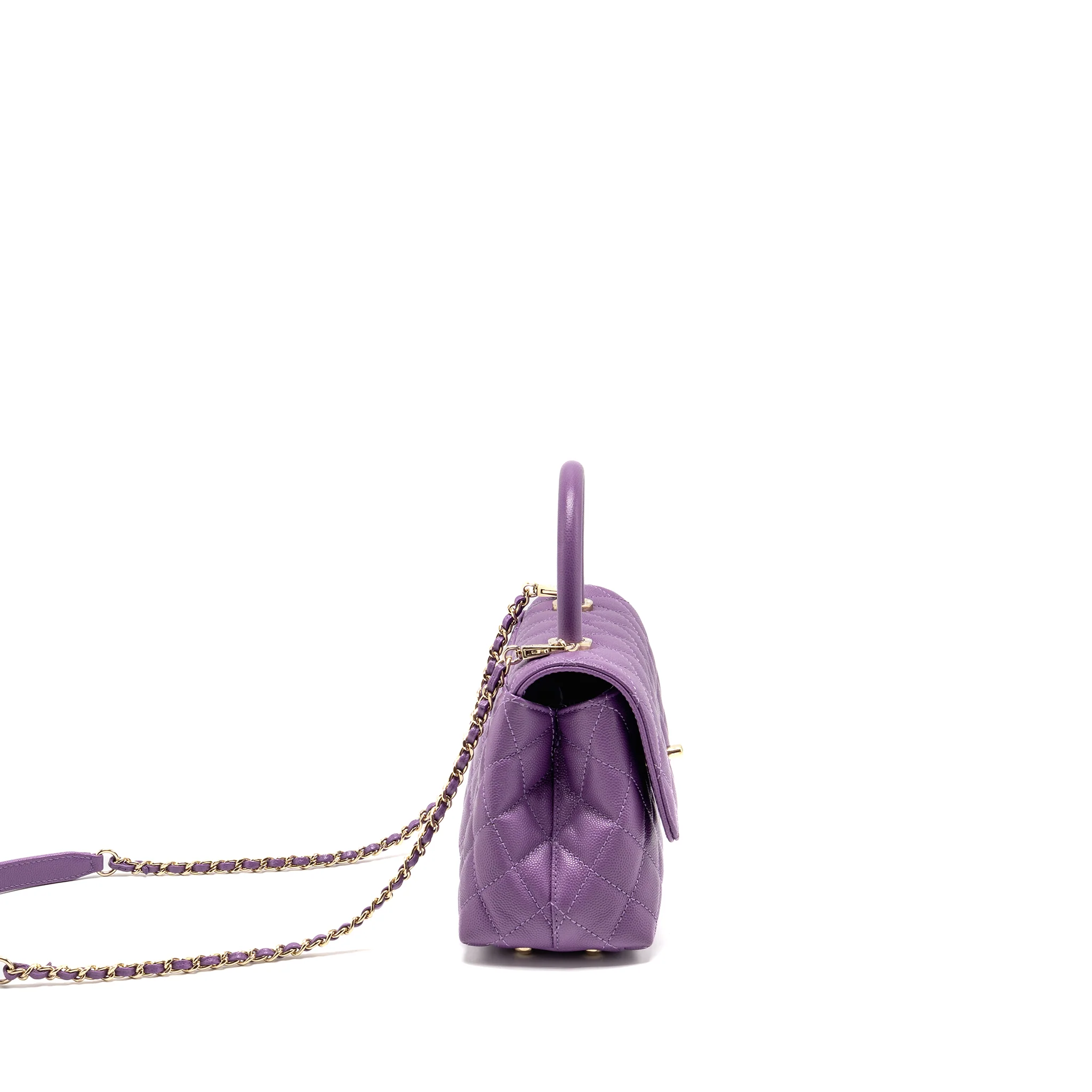 Chanel Small Coco Handle Caviar purple LGHW (microchip) - Image 3